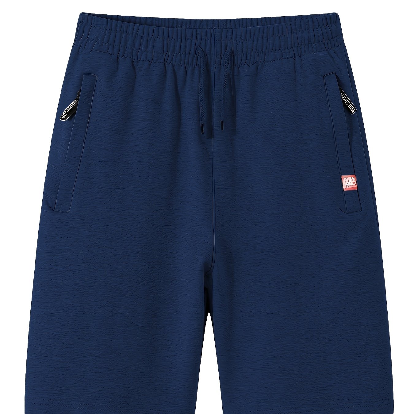 TEMU 1pc Men's Casual Jogger Shorts With Elastic Drawstring Waist & Side Zipper Pockets - Lightweight Breathable Fabric, Loose Fit For Gym, Golf,