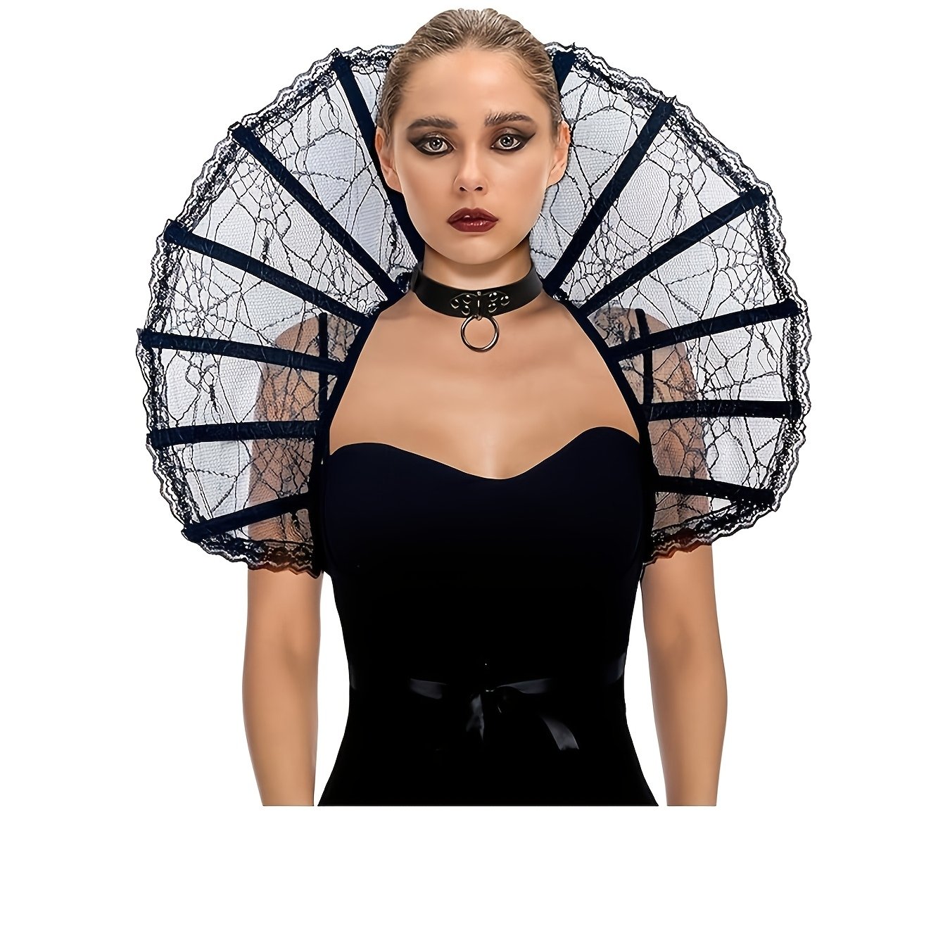 TEMU Capa con cuello de encaje y de alambre, accesorio para disfraz de máscara de cosplay de Halloween, decoración de y disfraces