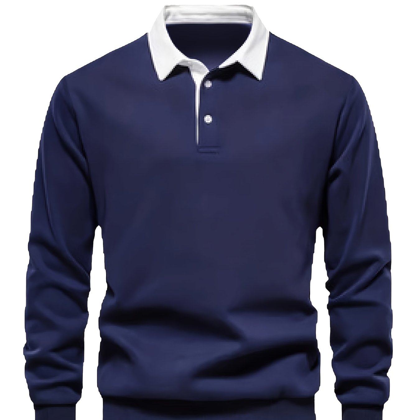 E-shop Herren Golfshirt in großen Größen für Herbst und Winter mit Color-Block-Muster, lässiges und modisches Oberteil