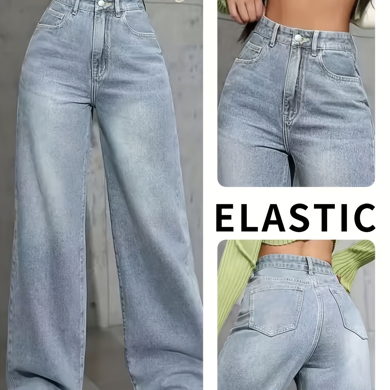Image of Vintage Washed Loose Straight-leg Jeans - Loose And Fashionable Streetwear - Soft And Comfortable Fabric - Suitable For Wearing In Such As Shopping, Traveling, Campus, Cycling, Home, And Commuting