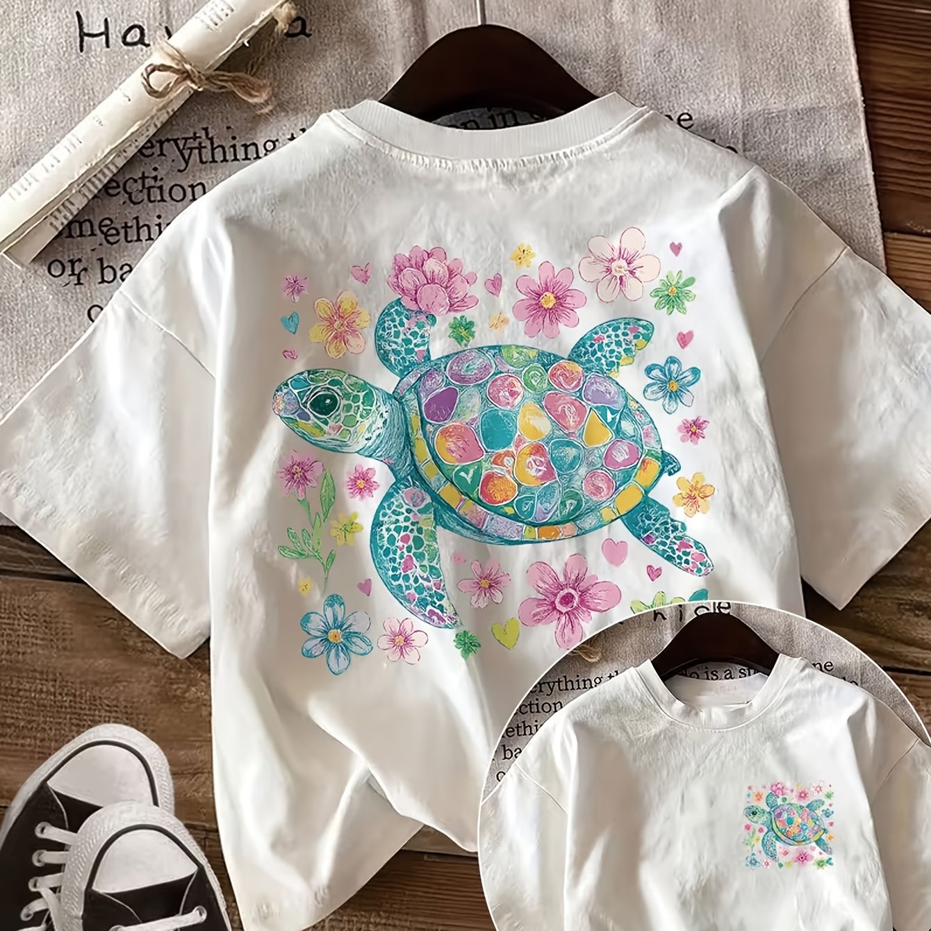 TEMU Graphic Print T-shirt, Short Sleeve Round Neck Casual Top, Suitable For Summer And Spring Wear, Women's Clothing