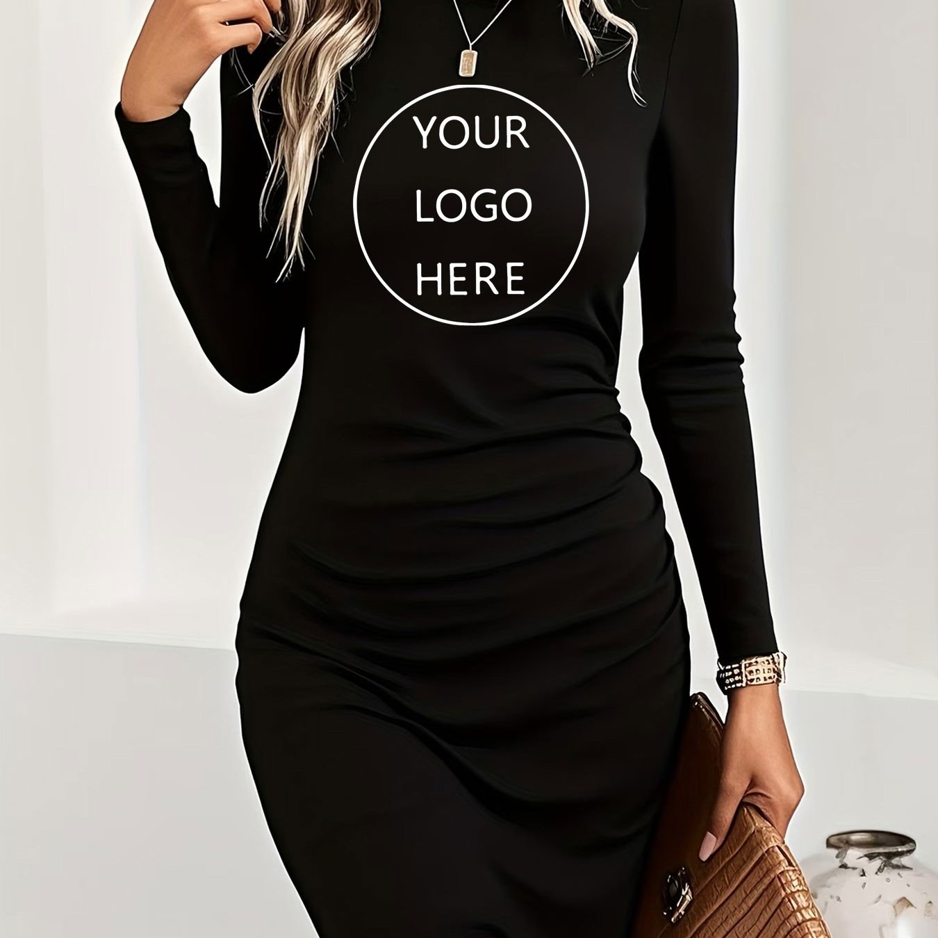 TEMU (custom Pattern Print) Women's Fashion Casual Comfortable Long Sleeve Printed Dress