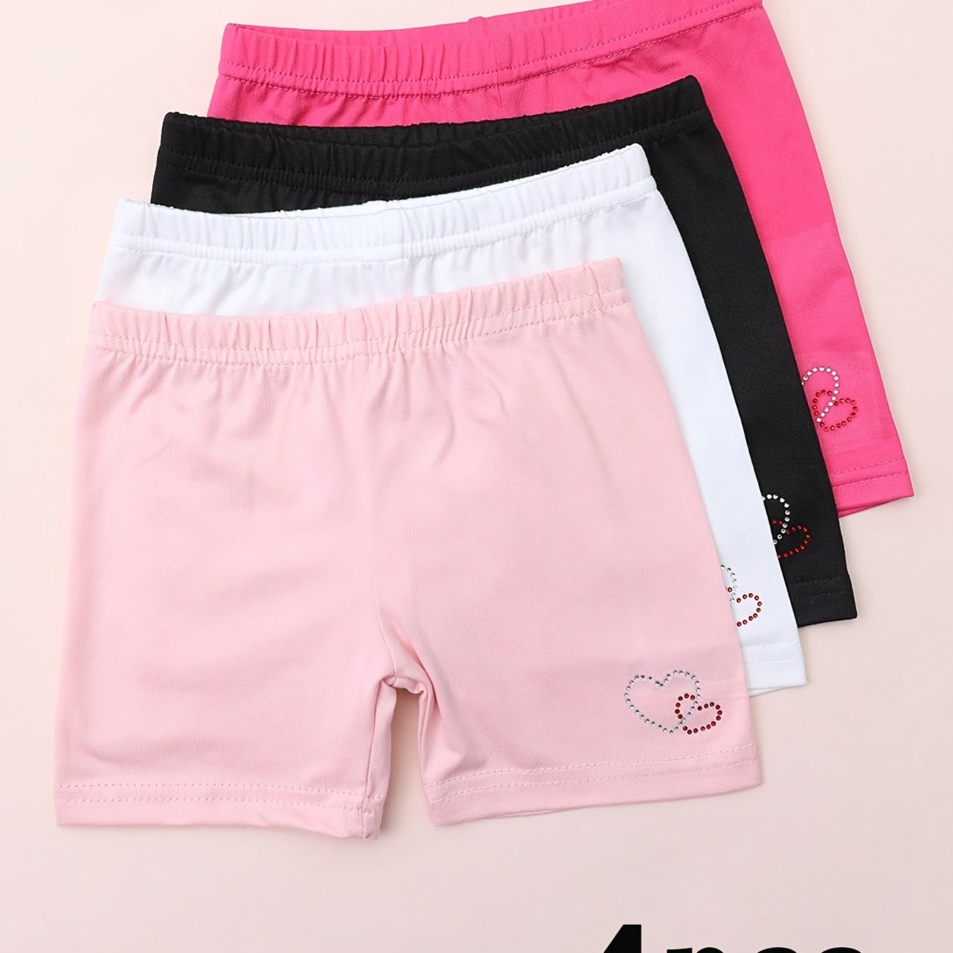 E-shop 4er-Pack Mädchen Leggings mit exquisiten, hochwertigen, geprägten Diamanten, vielseitige, modische, strapazierfähige Baby-Shorts, für