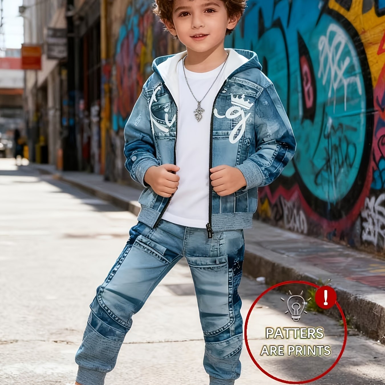 Image of 2pcs Set For Boys And Girls: Hooded Jacket And Sport Pants, With Zipper Hooded Jacket And Matching Running Pants, Suitable For Children's Playwear, Ideal For Outdoor Activities, Perfect For Outdoor