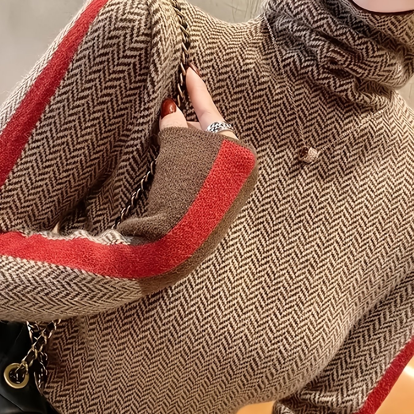 TEMU New Year's Red High-end Sweater Women's High-neck Base Shirt Fashionable New Autumn And Winter Inner Wear