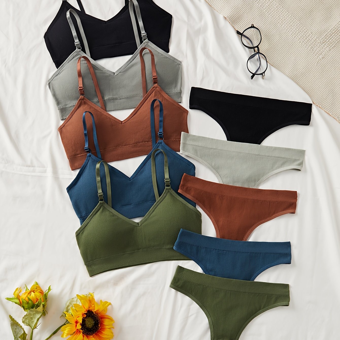 TEMU Five- Casual And Comfortable Back-enhancing Bra Set