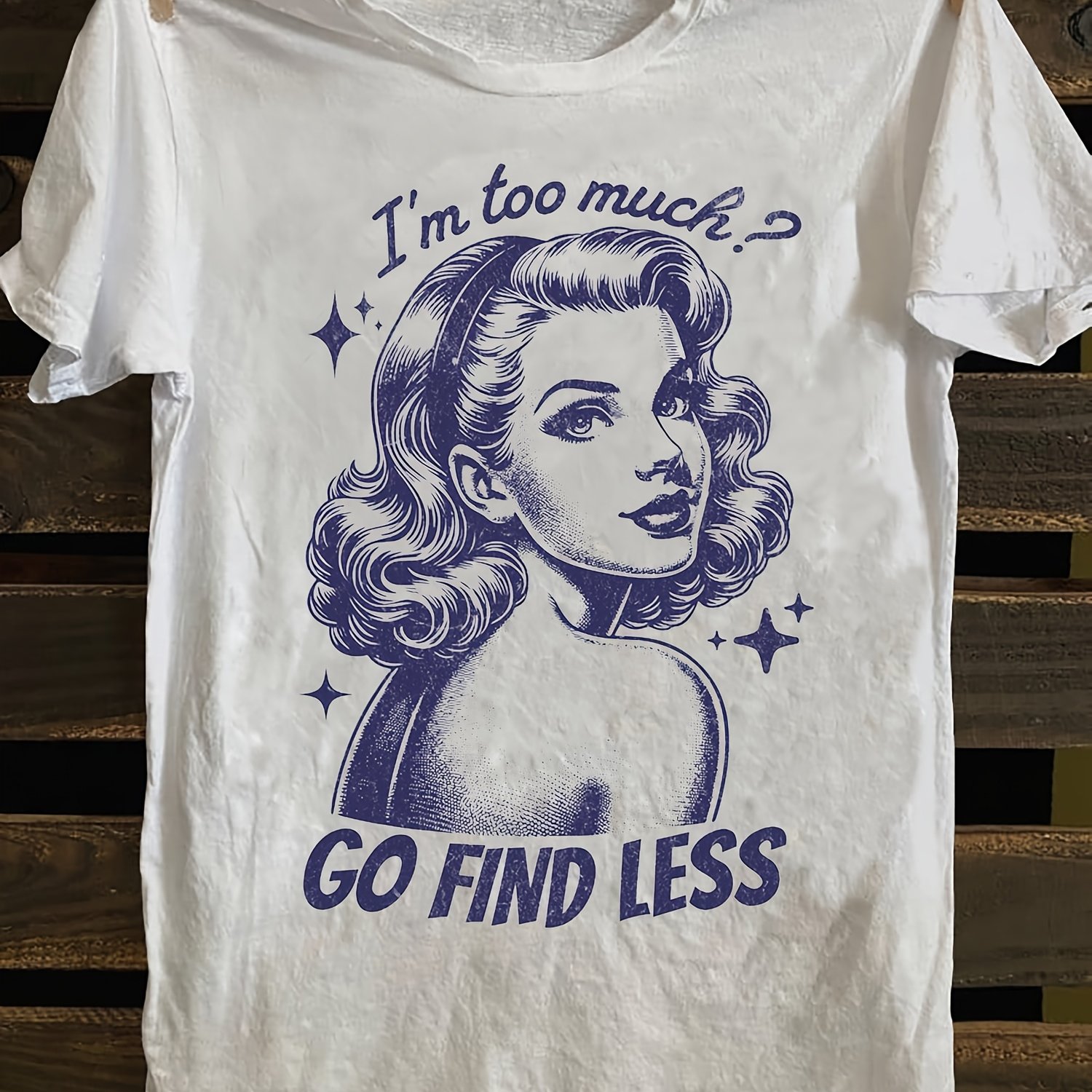 Men's Vintage Punk Rock Graphic T-shirt - I'm Too Muchgo Find Less Portrait Design, Soft 100%, Casual & , Short Sleeve, White, Retro T Shirt