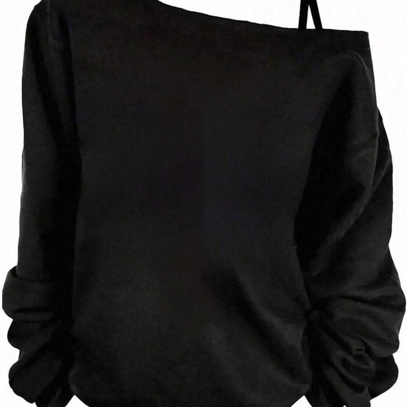 TEMU Plus Size - Plus Size - Clothing For Women In Larger Sizes, Including A Long-sleeve T-shirt With A Single Shoulder Design, A Casual Short-sleeve
