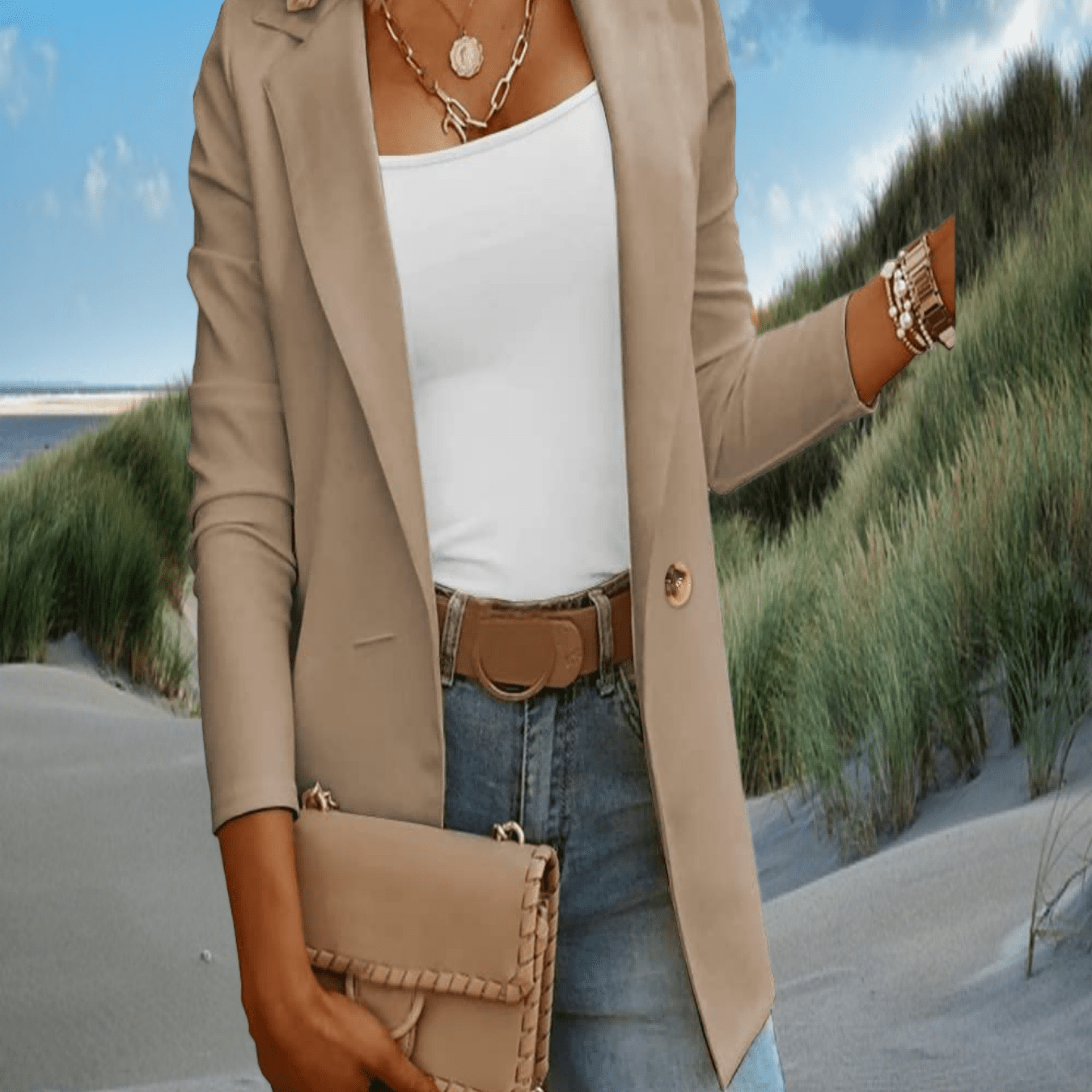 Women's Summer Blazer Daily Casual Long Sleeve Blazers Solid Color Blazer Work Front Jacket