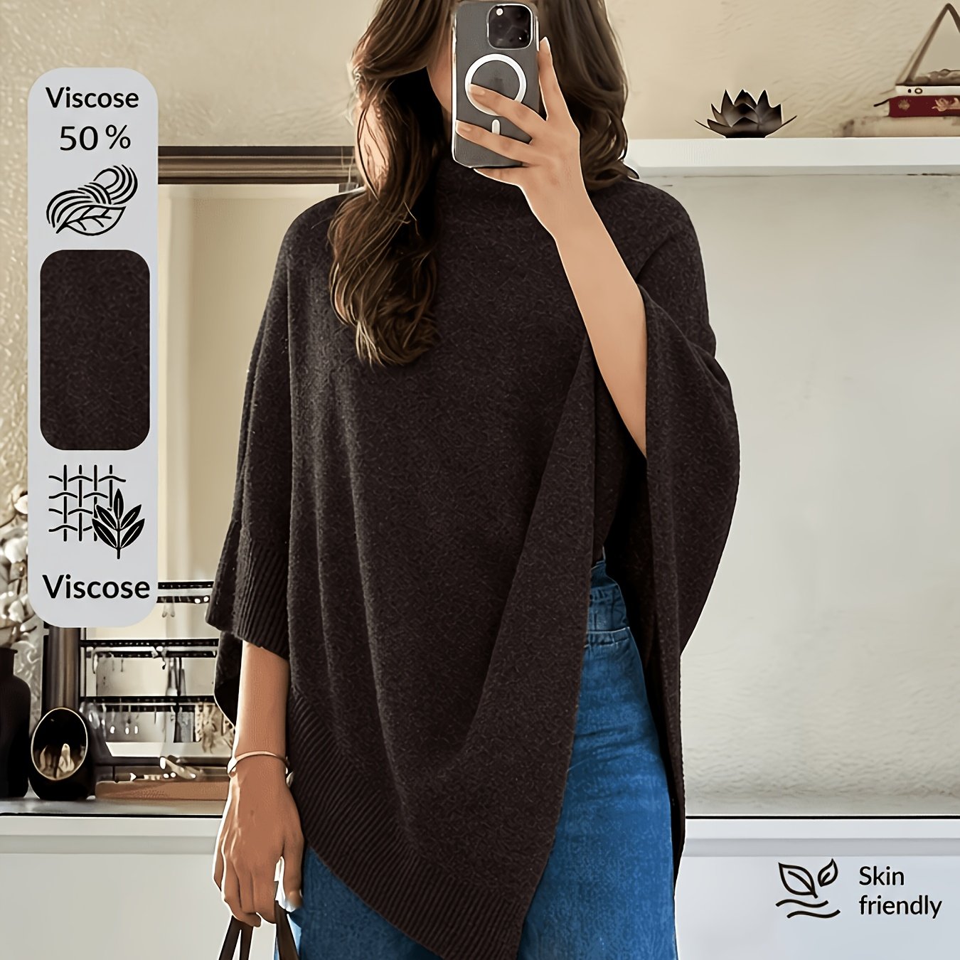 TEMU Chal para mujer, versátil para todas - Elegante y grácil, capa chal de color liso con estilo, chal de tela multifuncional de color liso a