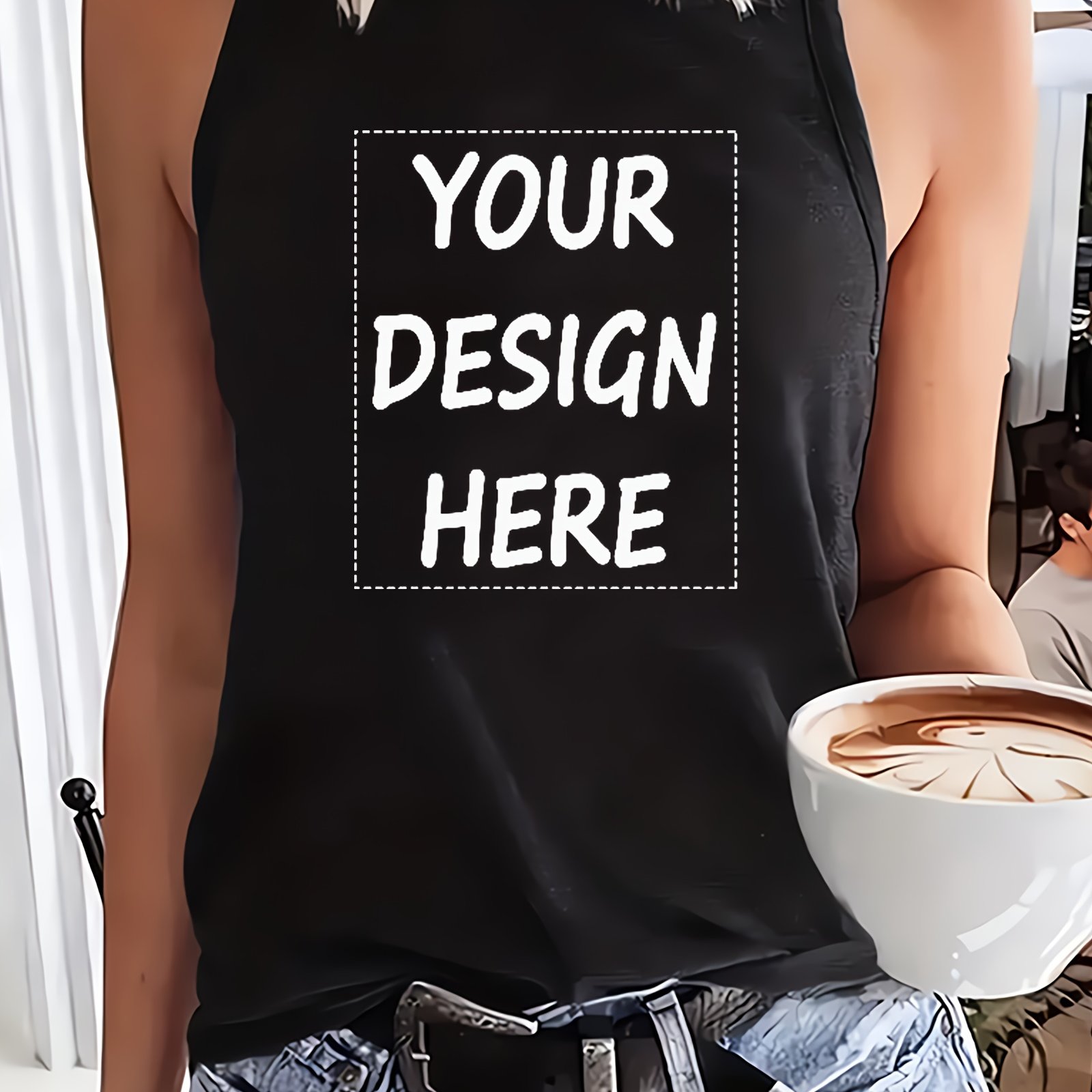 TEMU 1pc Customizable Women's Casual Athletic Round Neck Vest, Regular Fit, Summer Tank Top, Suitable For Team Activities, Sports, Corporate Events