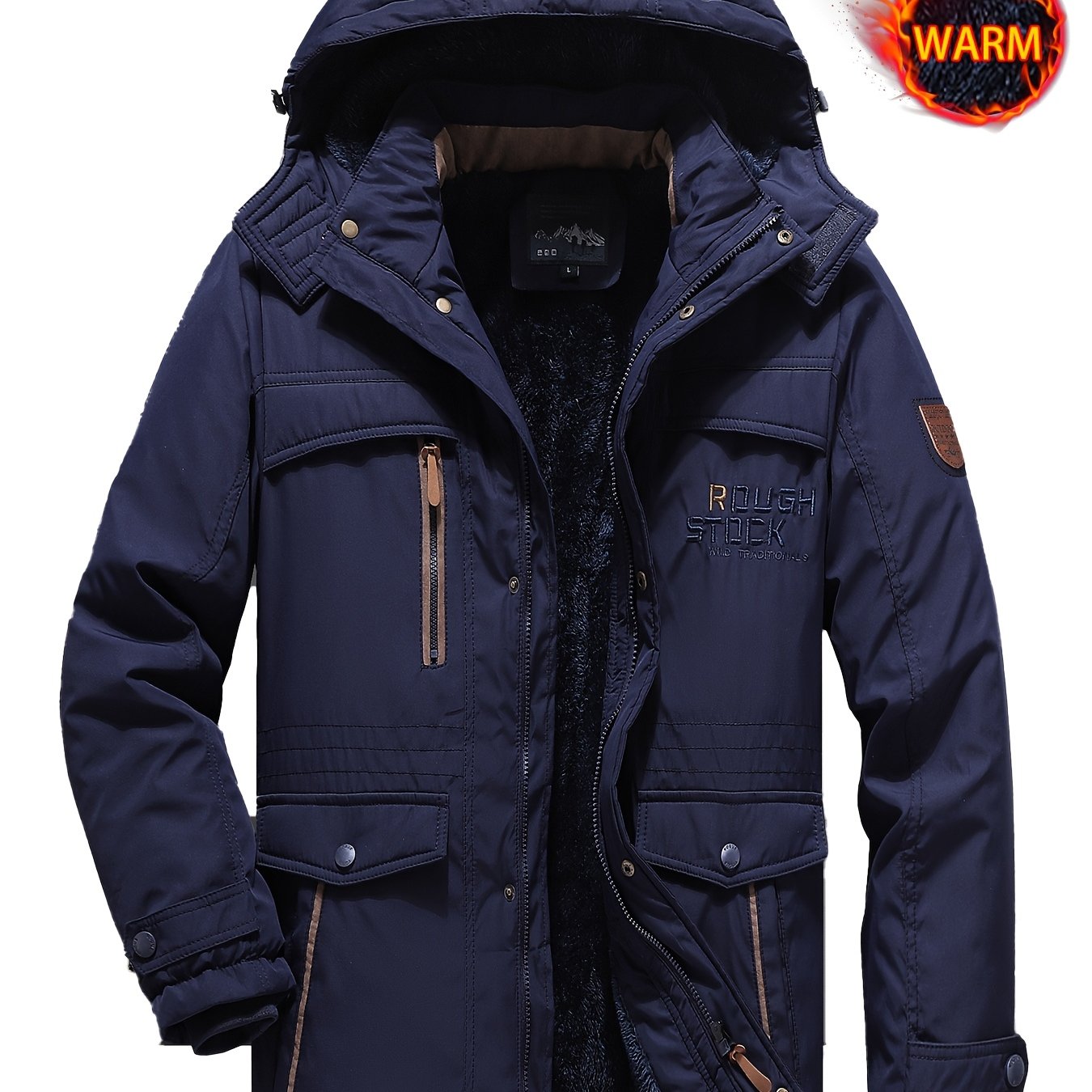 Men's Winter Style Zipper Pocket Casual -lined Hooded Jacket Outerwear, Comfortable Streetwear Fashion Brand