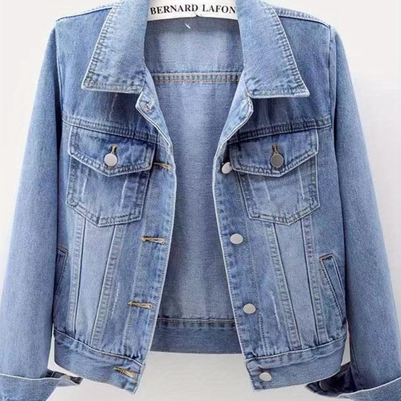 TEMU Spring And Autumn Denim Coat Women Short Jacket Washed Cardigan Single Breasted Long Sleeve Top