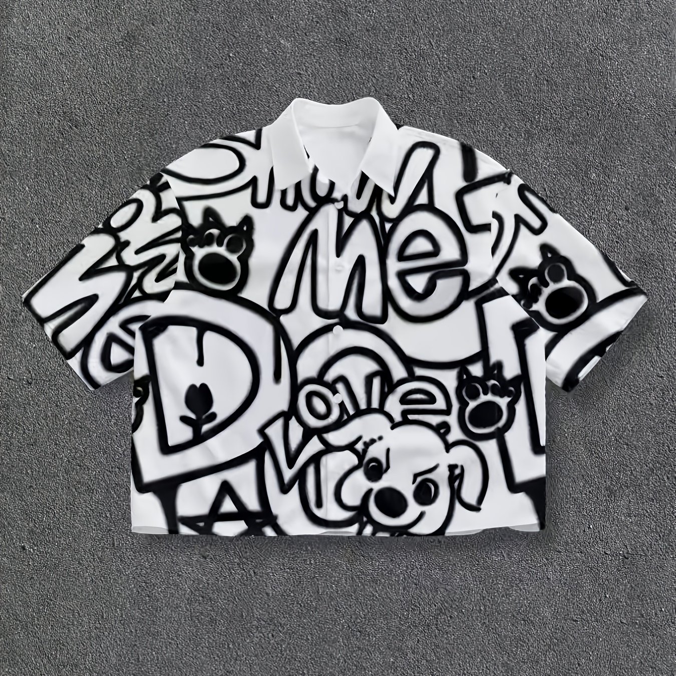 TEMU เสื้อยืดแขนสั้นลายกราฟฟิตี้สีดำขนาดใหญ่ "Show Me" พิมพ์ลายสุนัขสนุกๆ