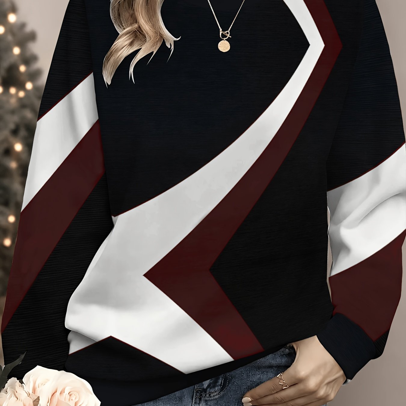 TEMU Casual All-match Women's Round Neck Sweatshirt Loose Long Sleeve Casual Top Latest Home And Outdoor Wear