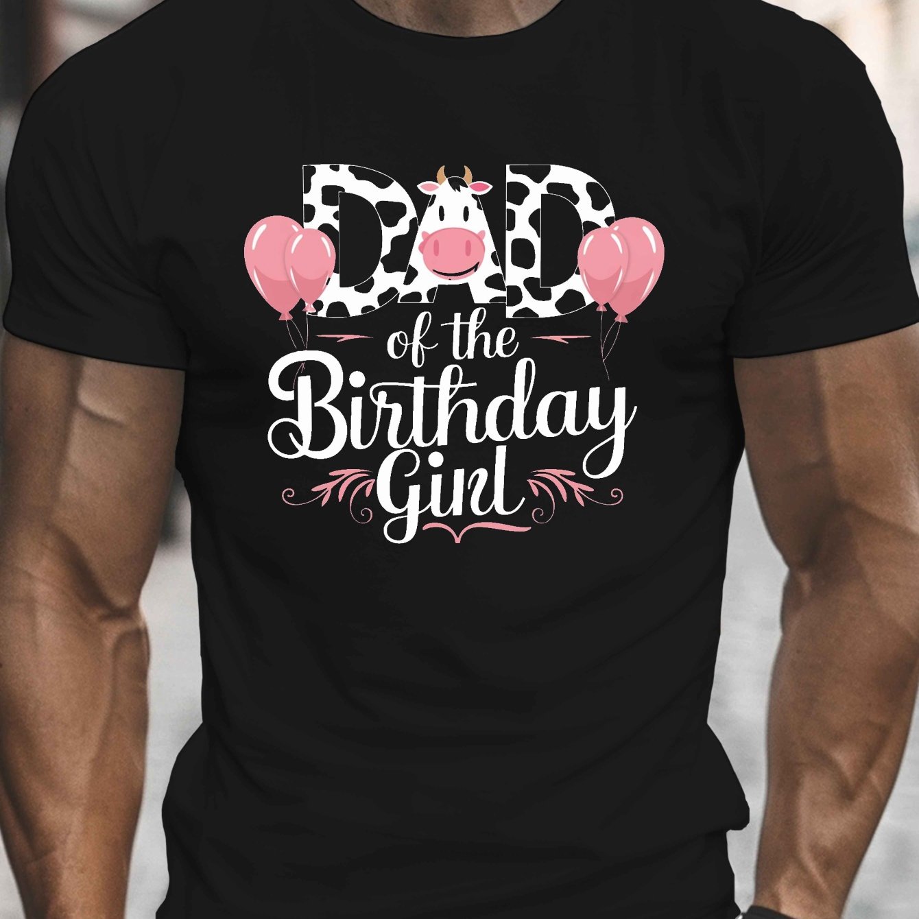 TEMU Dad Of The Birthday Girl Print, Men's Round Crew Neck Short Sleeve Tee, Casual T-shirtcasual Comfy Lightweight Top For Summer