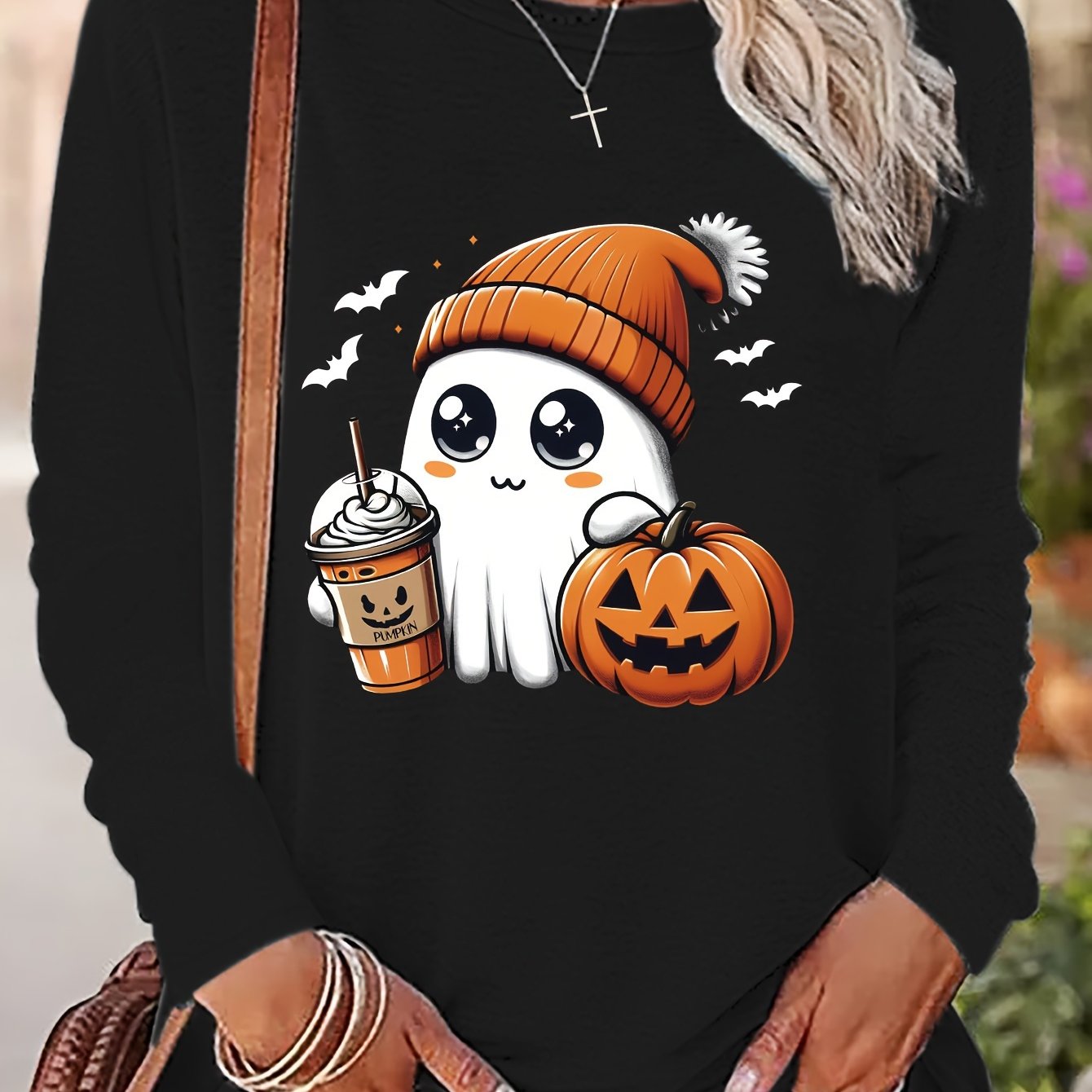 Halloween Print Women's Long Sleeve T-shirt