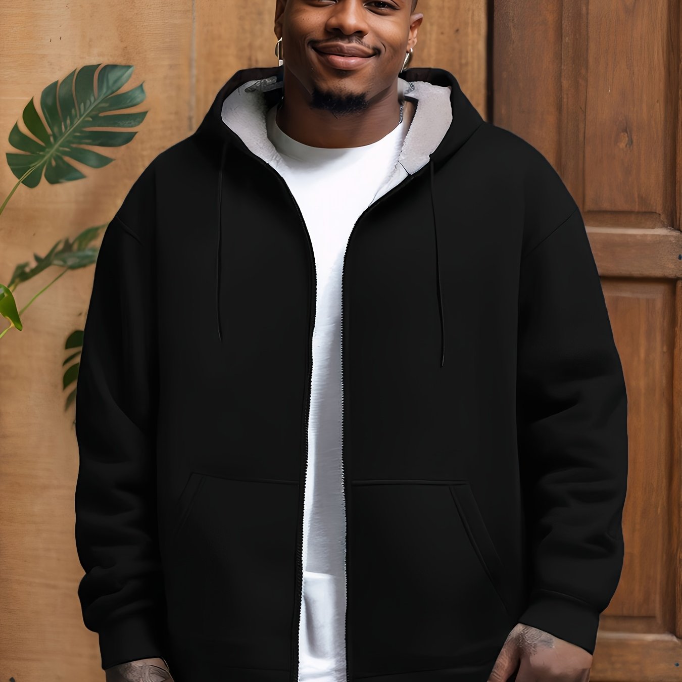 TEMU Solid Color Men's Size Outerwear, Casual Sport Windbreakers & Jackets, Plus Size