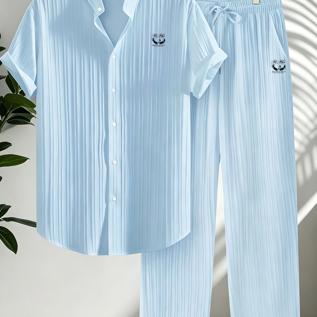 TEMU Chic Français Ensemble d'été pour hommes, nouveau, imprimé, fusion Y2K style rétro et de mèmes amusants d'anime, élégant, avec un badge imprimé,