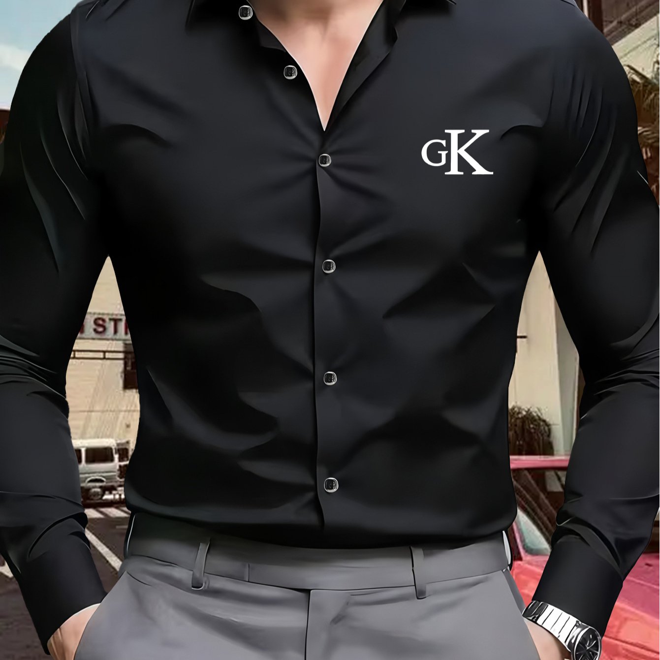 TEMU Men's High-quality Printed Shirt, Neat And Stylish, With Long Sleeved Collar Design, Suitable For Leisure, Business, Office, And Daily