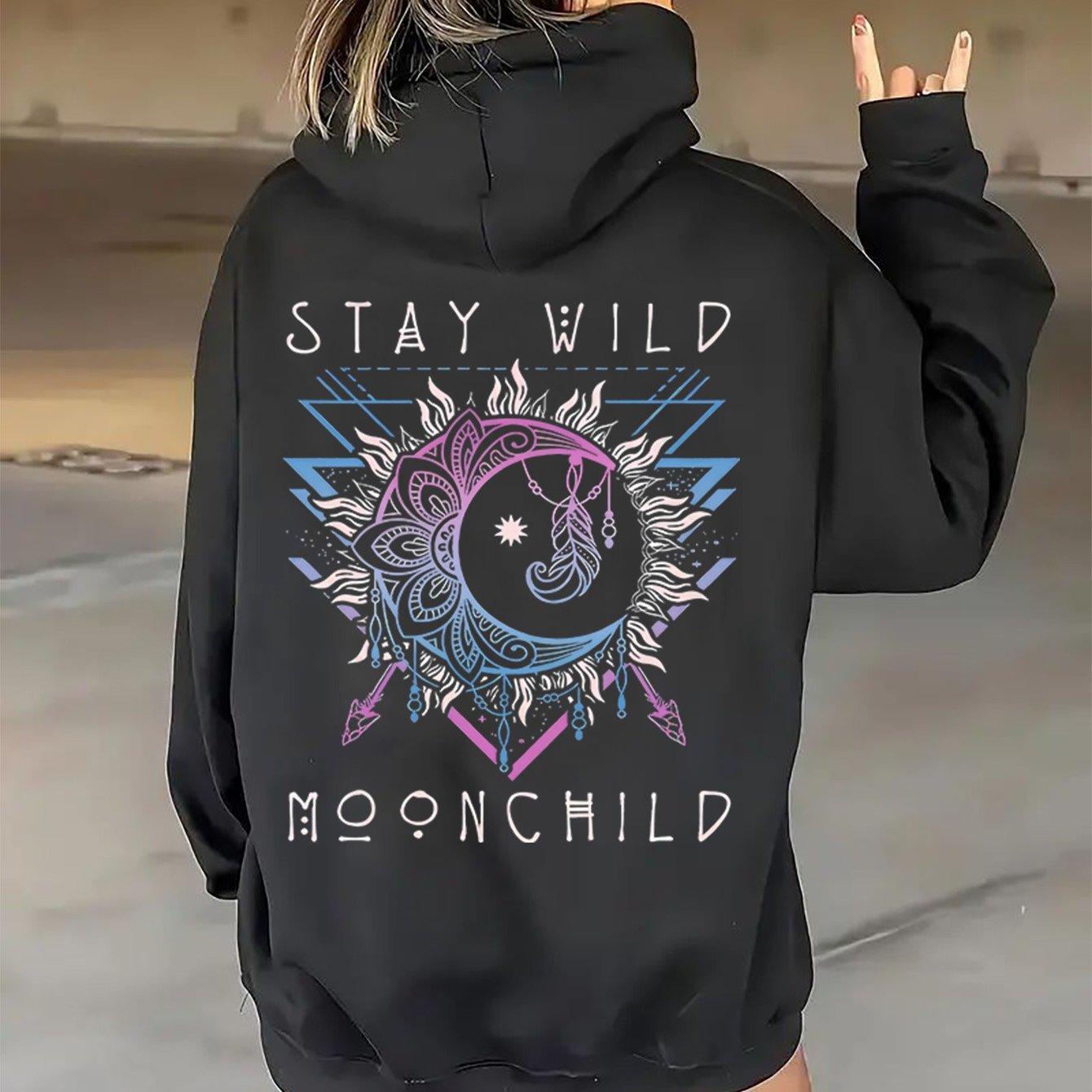 TEMU Ladies' Fashion Solid Color Printed Hooded Zipper Sweatshirt - Style, Women's Clothing