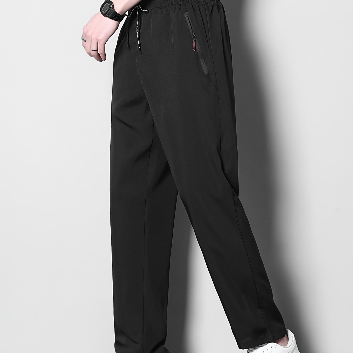 TEMU Quick-dry Athletic Pants Men's Summer Thin Breathable Trousers Long Pants Woven Pants