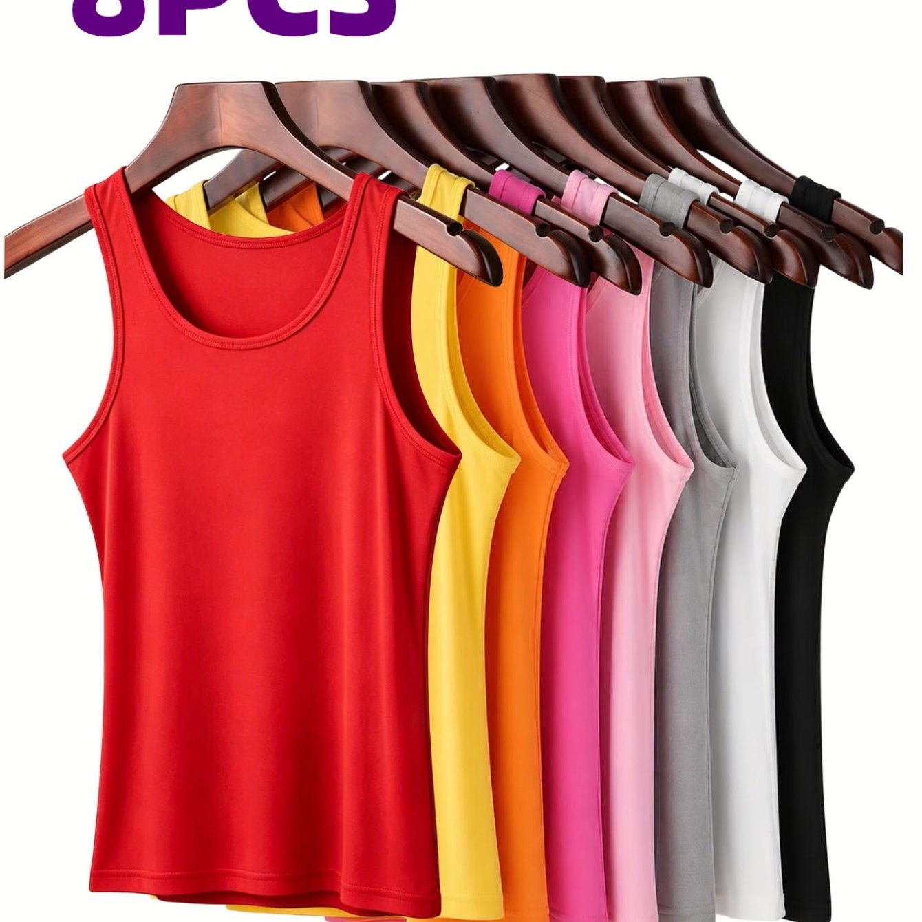 TEMU 8 Colors Assorted Camisole For Women, Stretch Breathable Tank Tops, Soft Daily Inner Base Wear