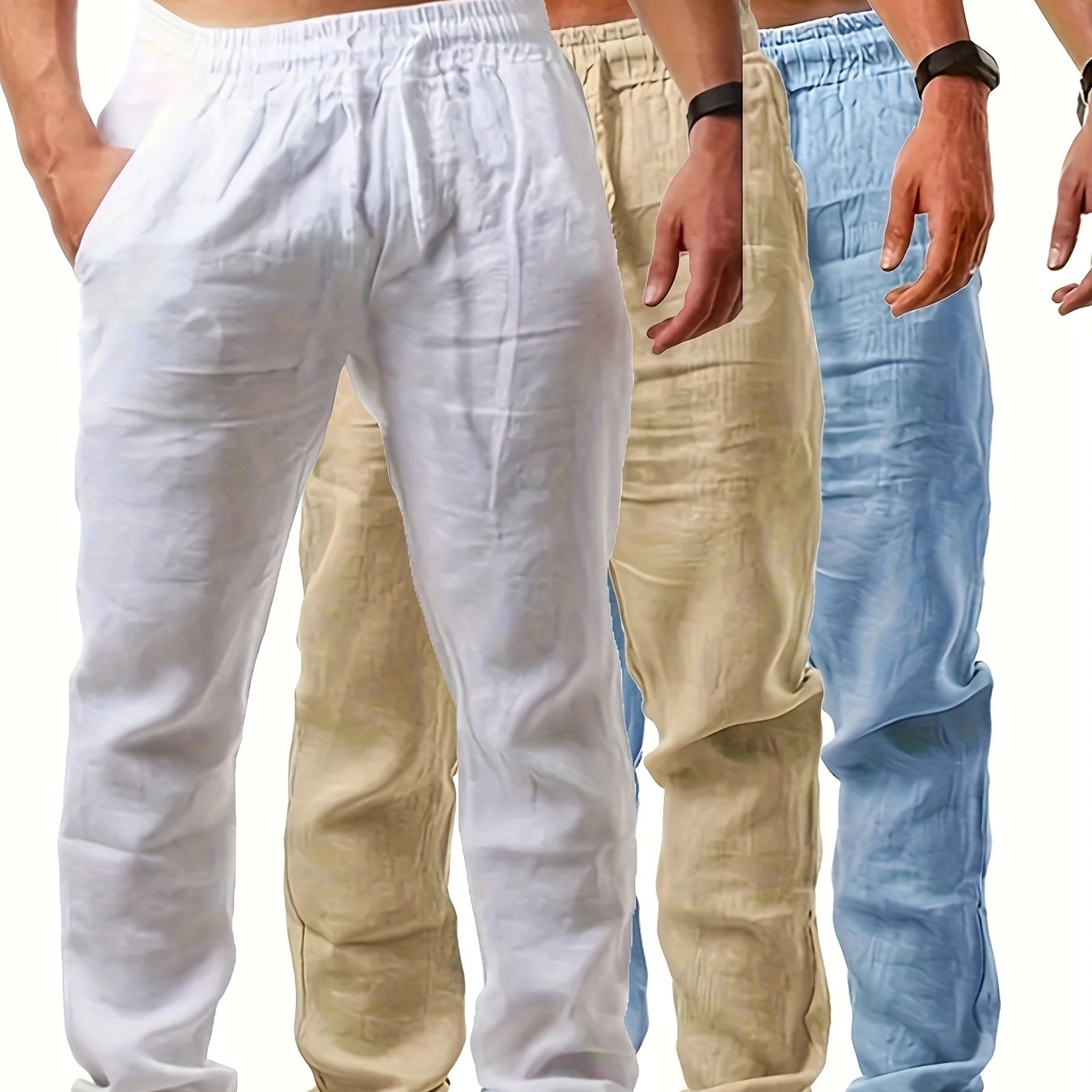 Image of 3pcs Solid Pants For Men, Trendy Casual Trousers For Males