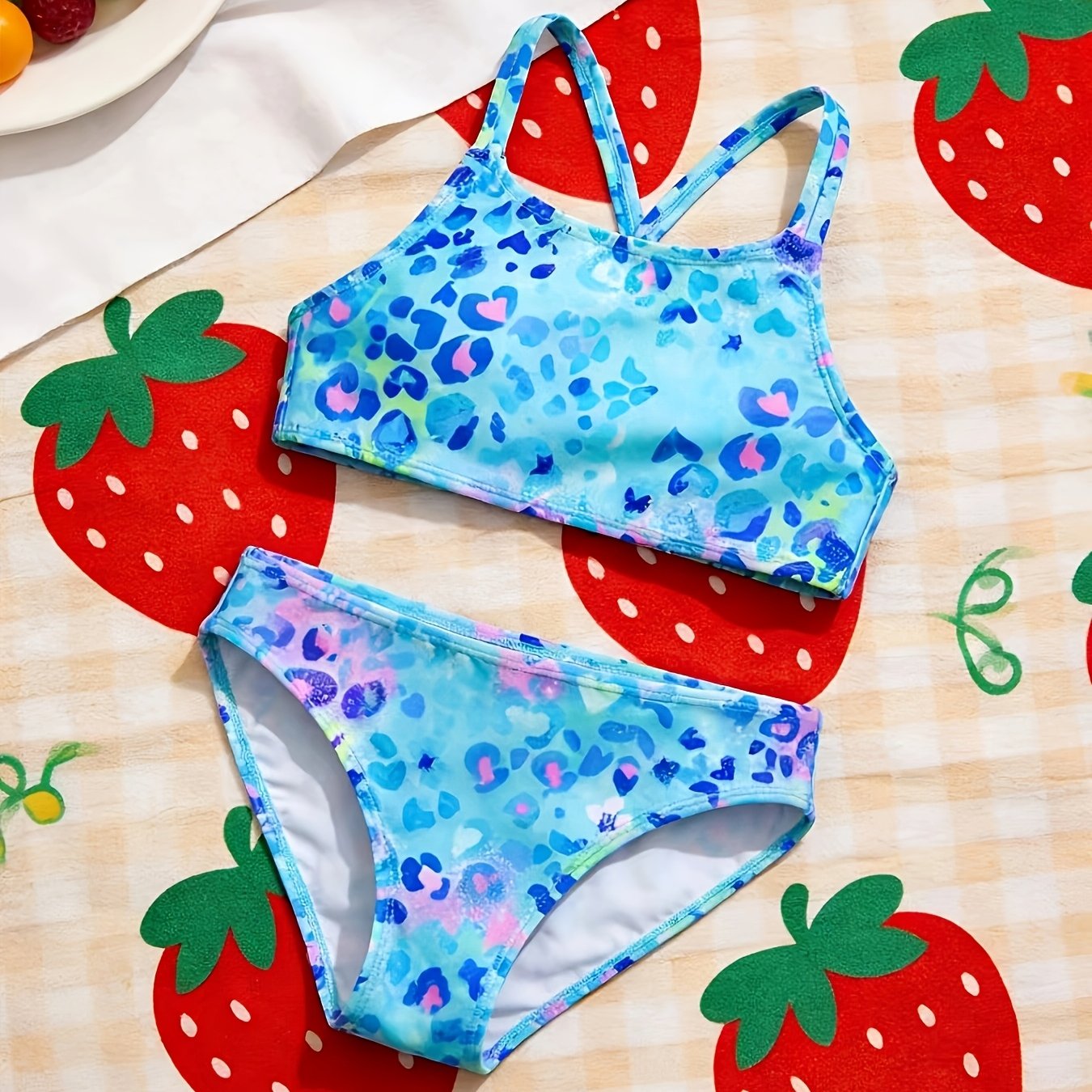 Girls' Separates Swimsuit Set Casual Vacation Swimwear, 2pcs Outfit (ages 5-12)