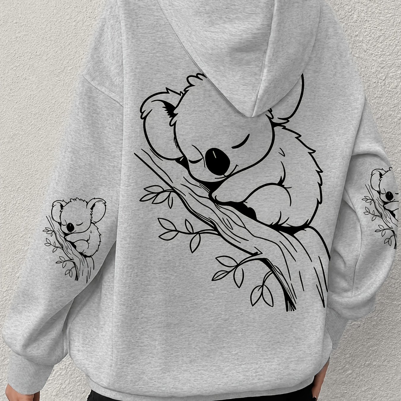 Image of A Koala Sleeping On Tree Branch Design Trendy Hoodie Woman's Hoodie High Quality Thick Sweatshirt Autumn Winter Wear For Casual And Gifts For Who Love Animals