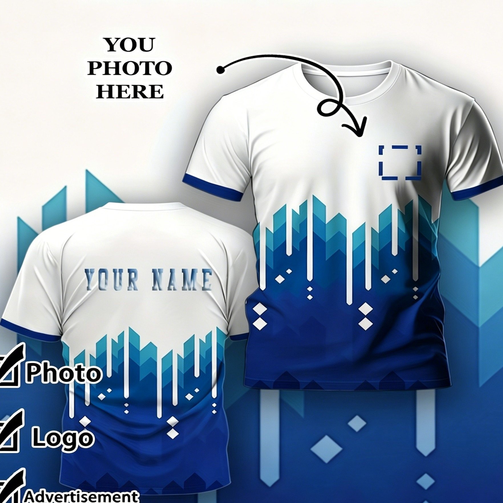 TEMU Camiseta unisex casual estampada de manga corta para el verano 2026, personalizable con imágenes, impreso en la espalda, manga corta casual