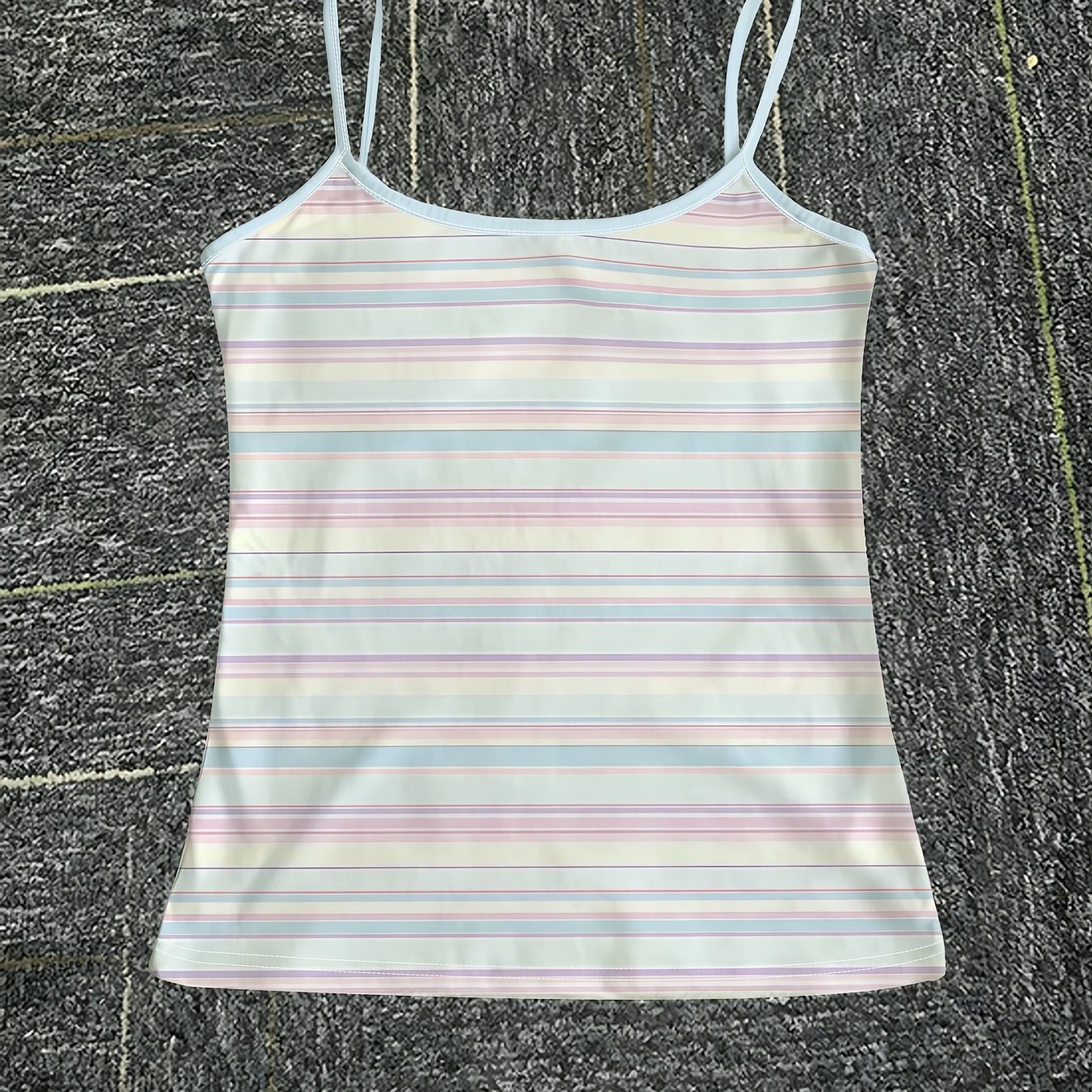 TEMU Striped Spaghetti Strap Tank Top For Women, Summer Lightweight Simple Casual Versatile Base Layer Top