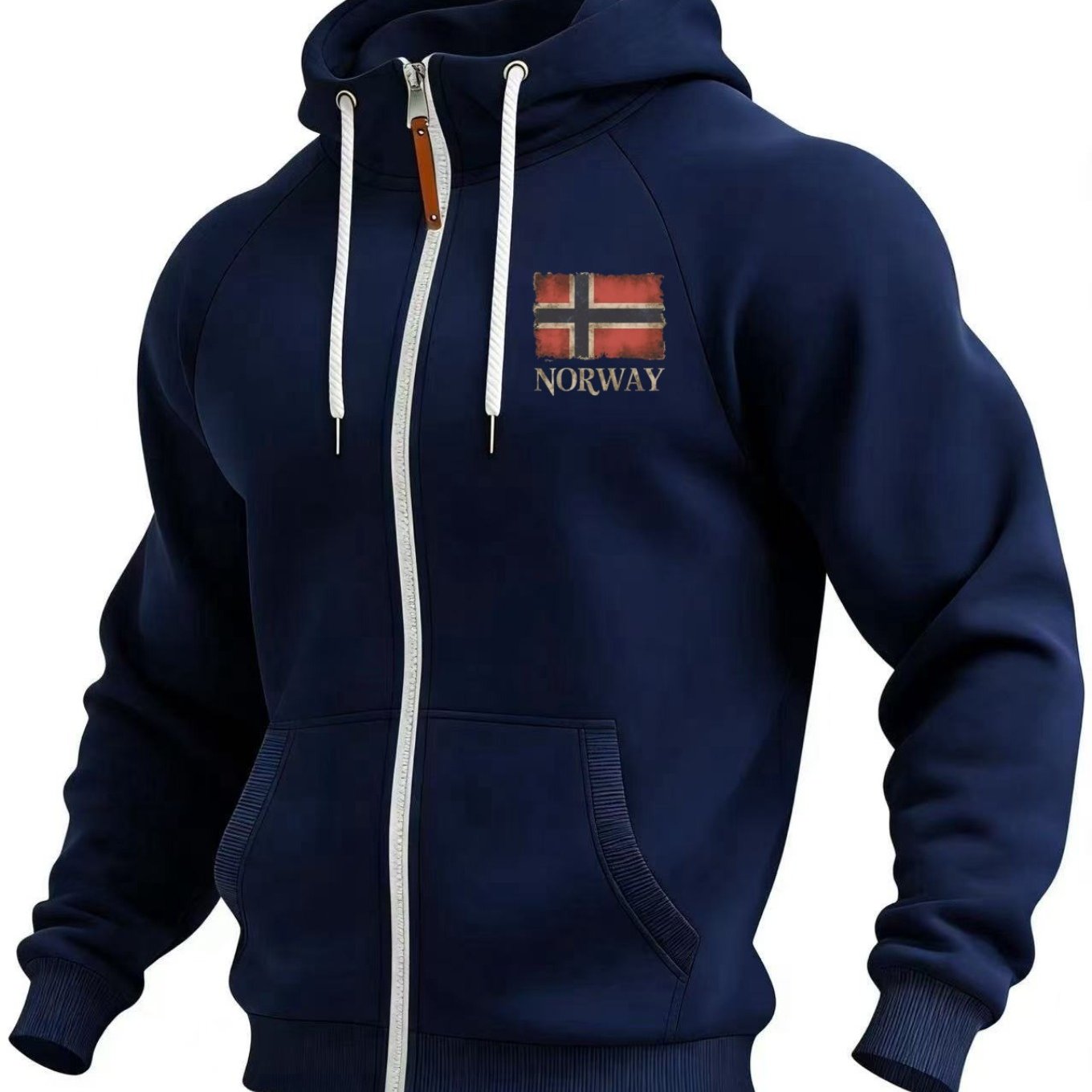 TEMU Felpa da con cappuccio e cerniera 2026, stile sportivo, design con stampa vintage della bandiera della , tessuto traspirante, vestibilit� e