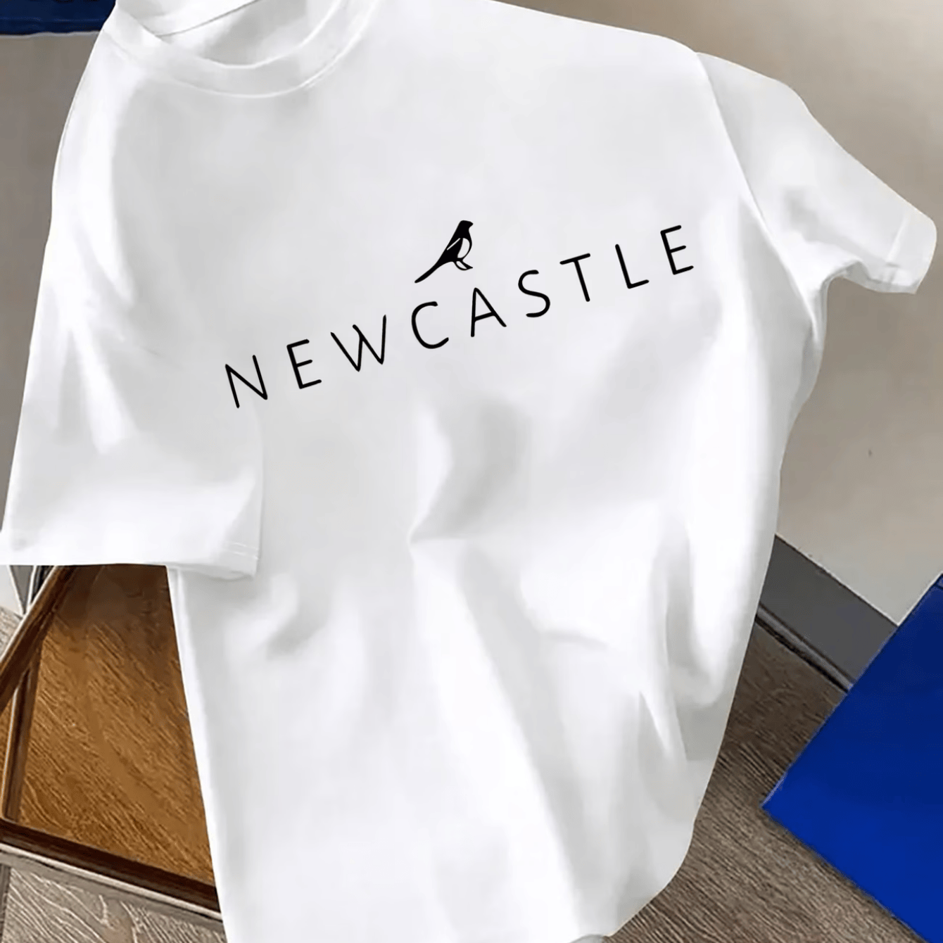 TEMU Men's Newcastle Logo T-shirt - Minimalist Urban Style, Soft And Breathable Fabric, Versatile Fashion Essential, Clean Design, Round Neck, Short
