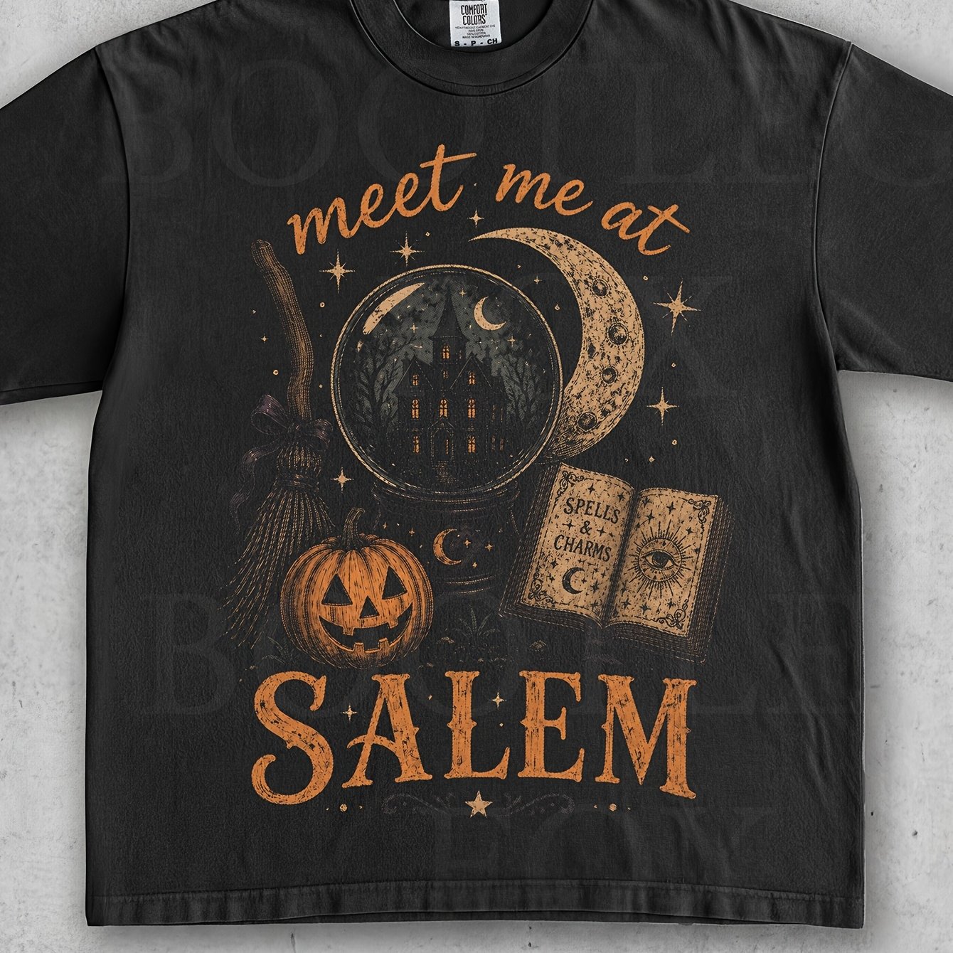 Image of Me At Salem Witch Vintage Tee Halloween Witchy Graphic Tee Design Spells Charms Gift 90s Washed Haunted House