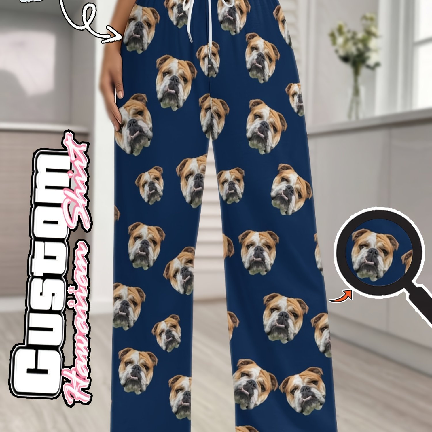 TEMU Pyjamas Personnalisés et Elle avec Impression Personnalisée de Visage de Compagnie - Parfait pour Noël, Thanksgiving, Halloween, Anniversaire et