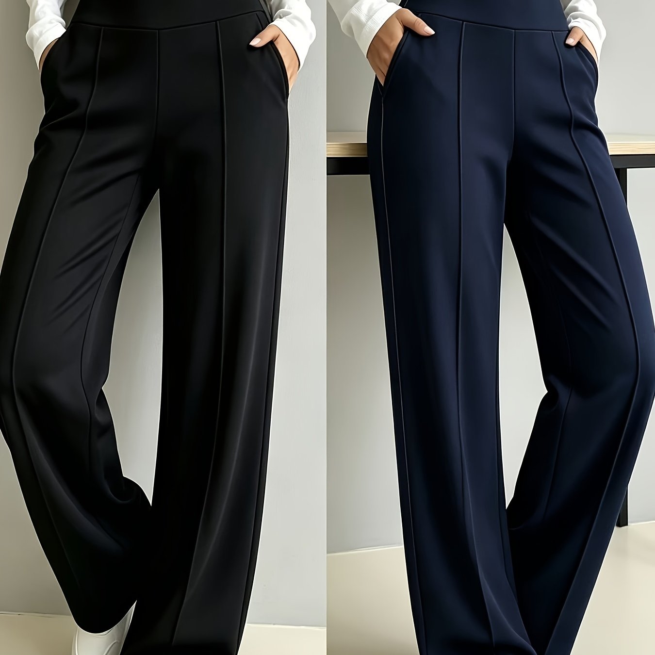 TEMU Women's -leg Pants, High-waist Stretch Casual Trousers, Soft Breathable Trousers, Suitable For Gym Workout, Jogging, Daily Walking, Street, And