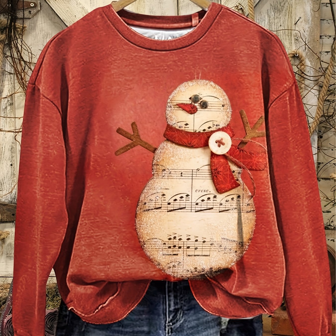 TEMU Women's Casual Sweatshirt, Women's Long-sleeved Round-neck Sweatshirt, Fashion Print, European And American Women's Casual Top, Digital Printing For All Christmas