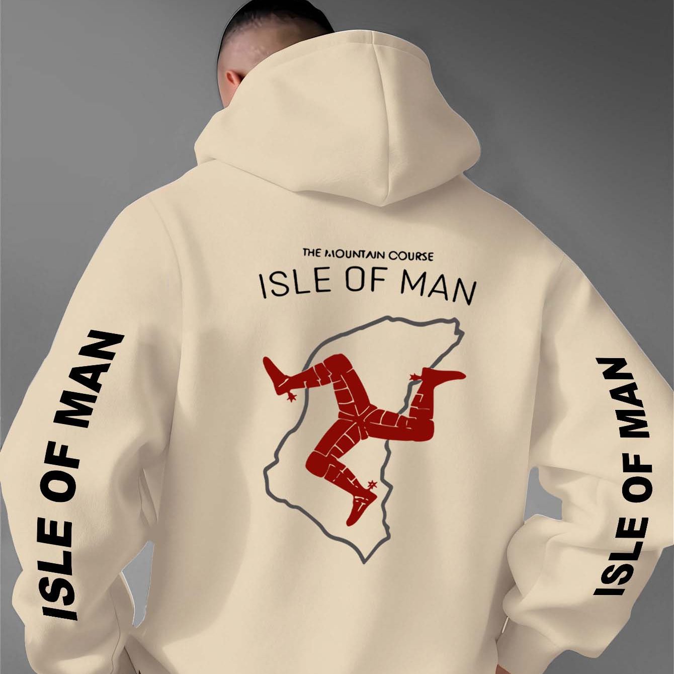 TEMU For Man Triple-legged Symbol Course Slogan Island Map Letter Patch Hooded Sweatshirt! Men's Hooded Sweatshirt, Made From Skin-friendly Fabric
