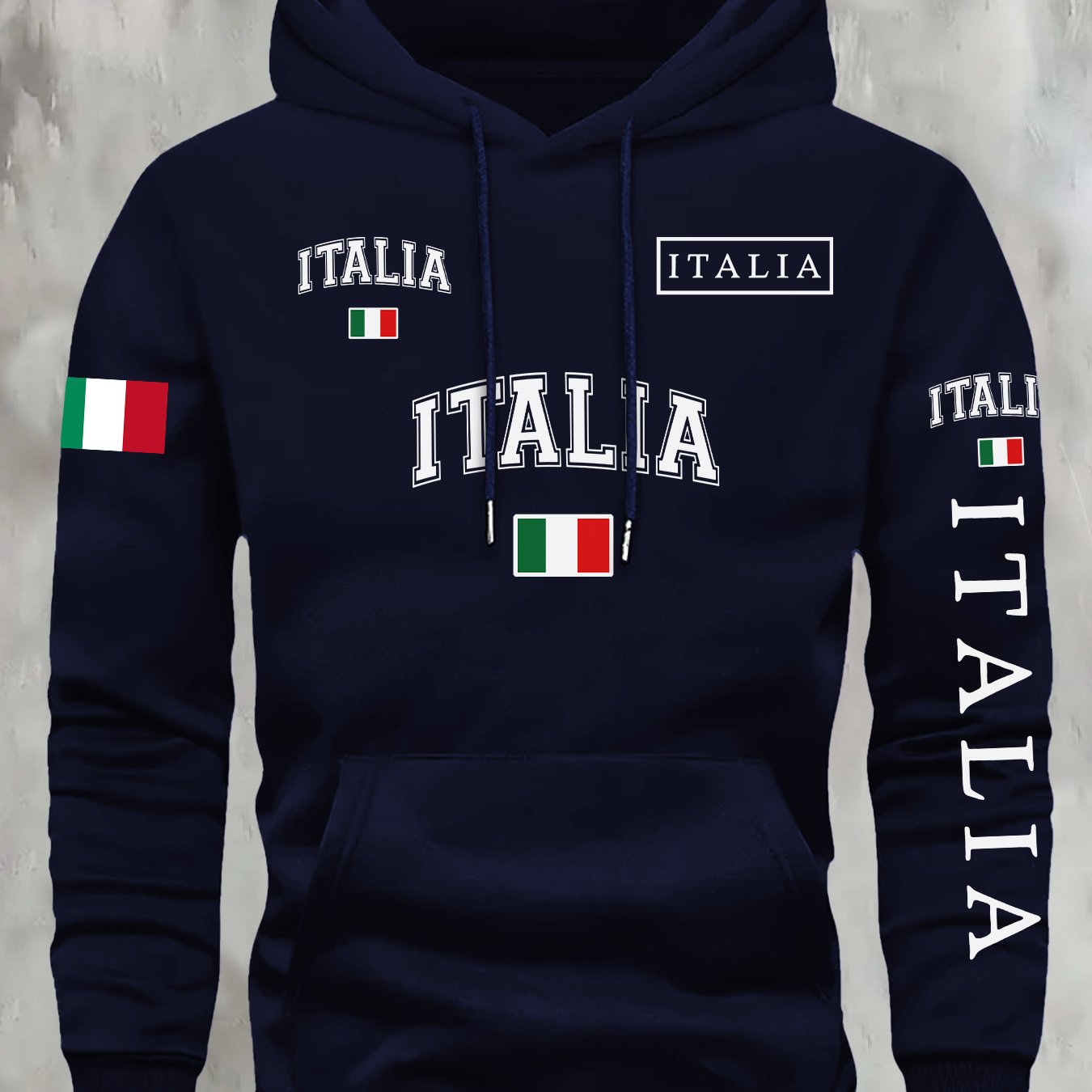 TEMU Kourrter Autumn, Western Trendy Flag Italian Flag English Print New Retro Couple Outfit Autumn Winter Hoodie