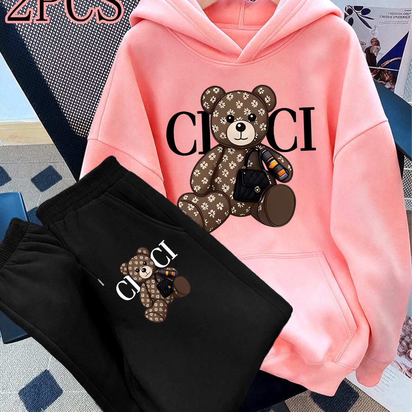 TEMU 2pcs Set Suitable For Spring, Autumn, And Winter Fashionable Women's Elegant Beautiful Y2k Style Athletic Wear, Hooded Fleece-lined Sweatshirt
