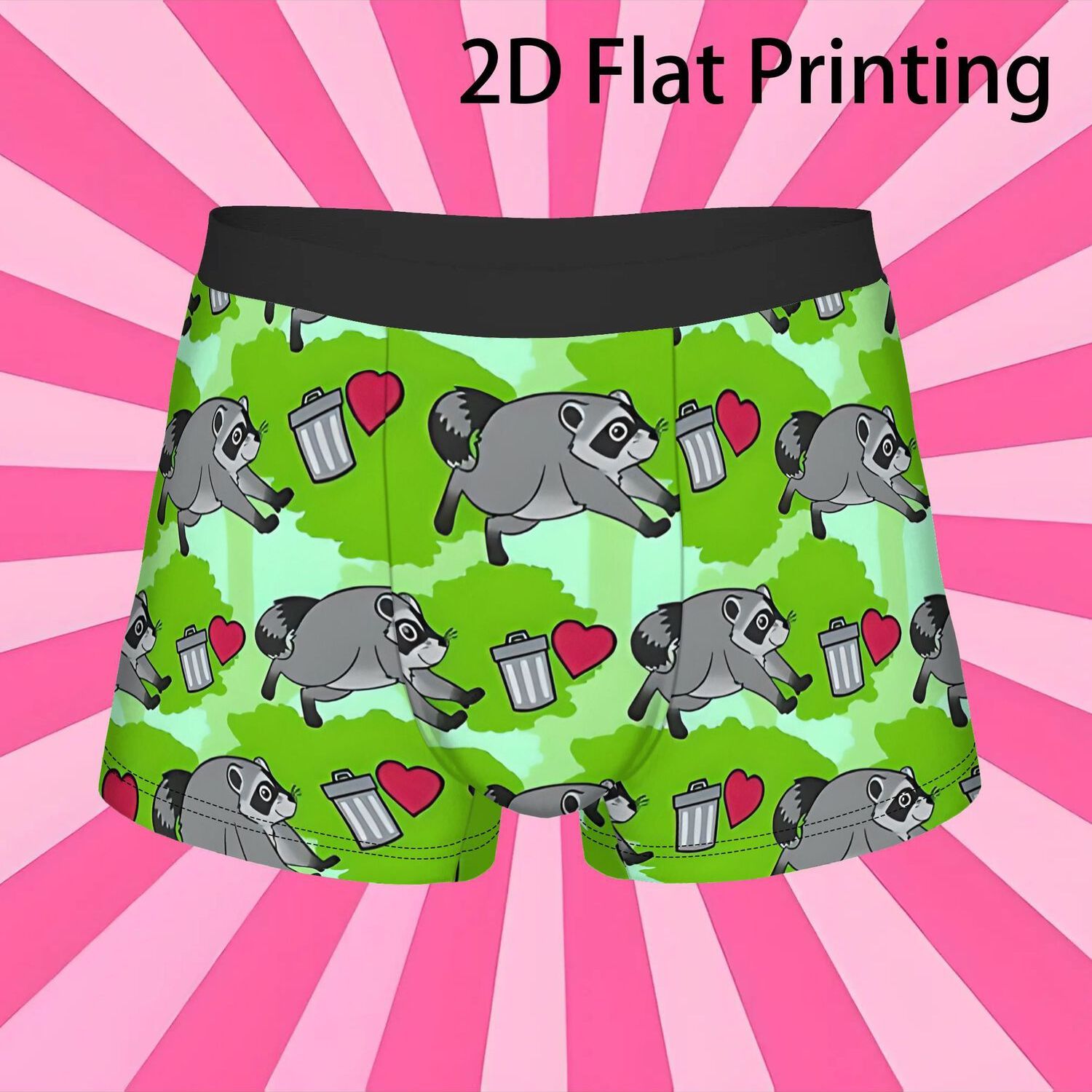 TEMU 2d Flat Printing - 1pc Jimothy The Raccoon Pattern Tapestry Underpants Breathable Panties Men's Underwear Comfortable Shorts Boxer Briefs