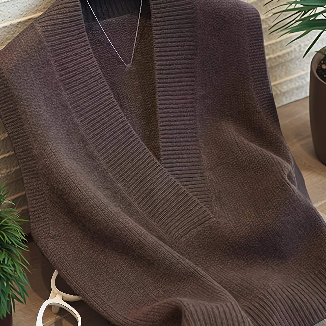 E-shop Damen V-Ausschnitt Ärmelloses Weste Weihnachten Herbst und Winter Vielseitiges Lagen-Item