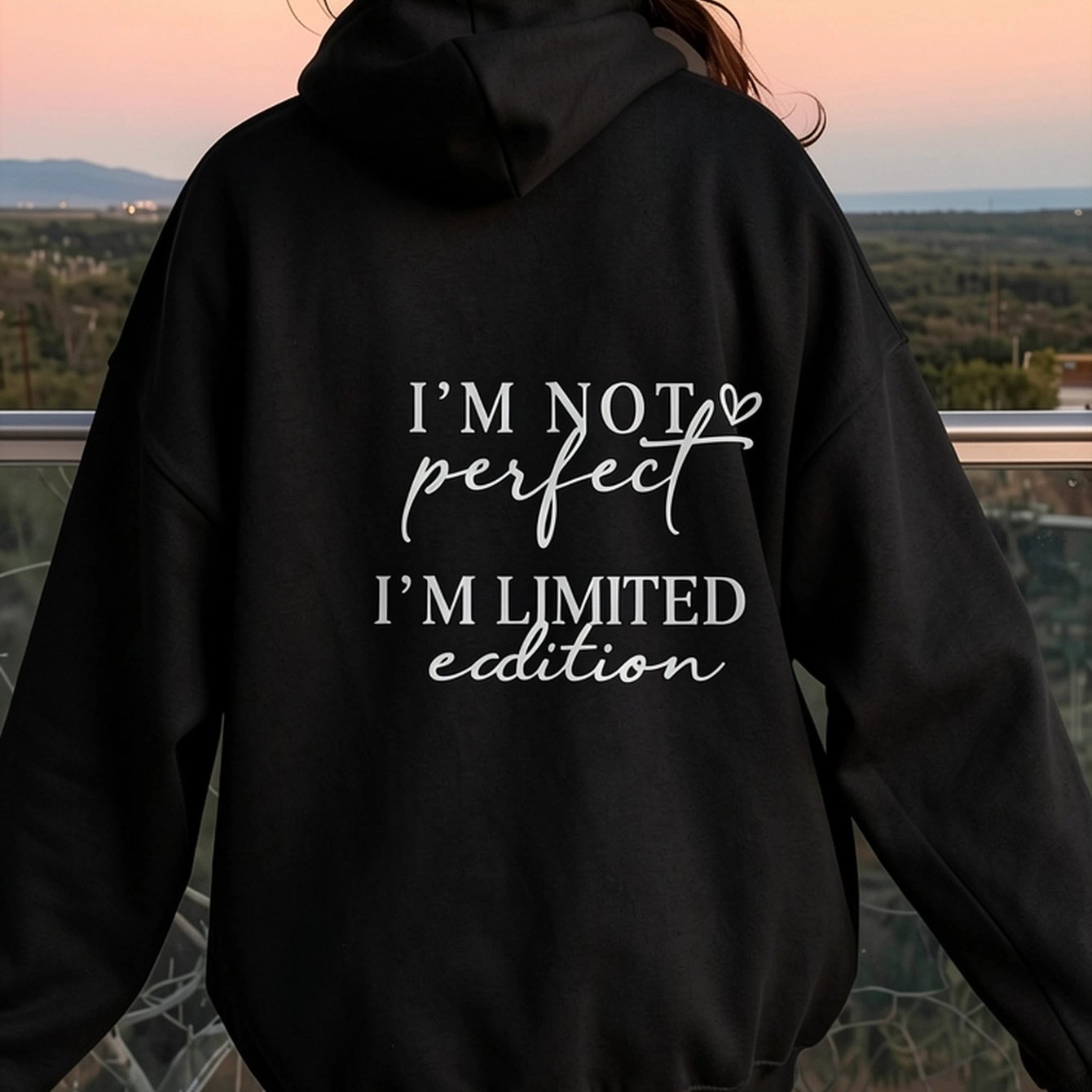 Image of Perfect I' Edition Hoodie, Women's Graphic Hooded Sweatshirt, Long Sleeve Pullover With Hood, Relaxed Fit Casual Streetwear Top For Fall Winter, Everyday Wear, Travel, And Outdoor