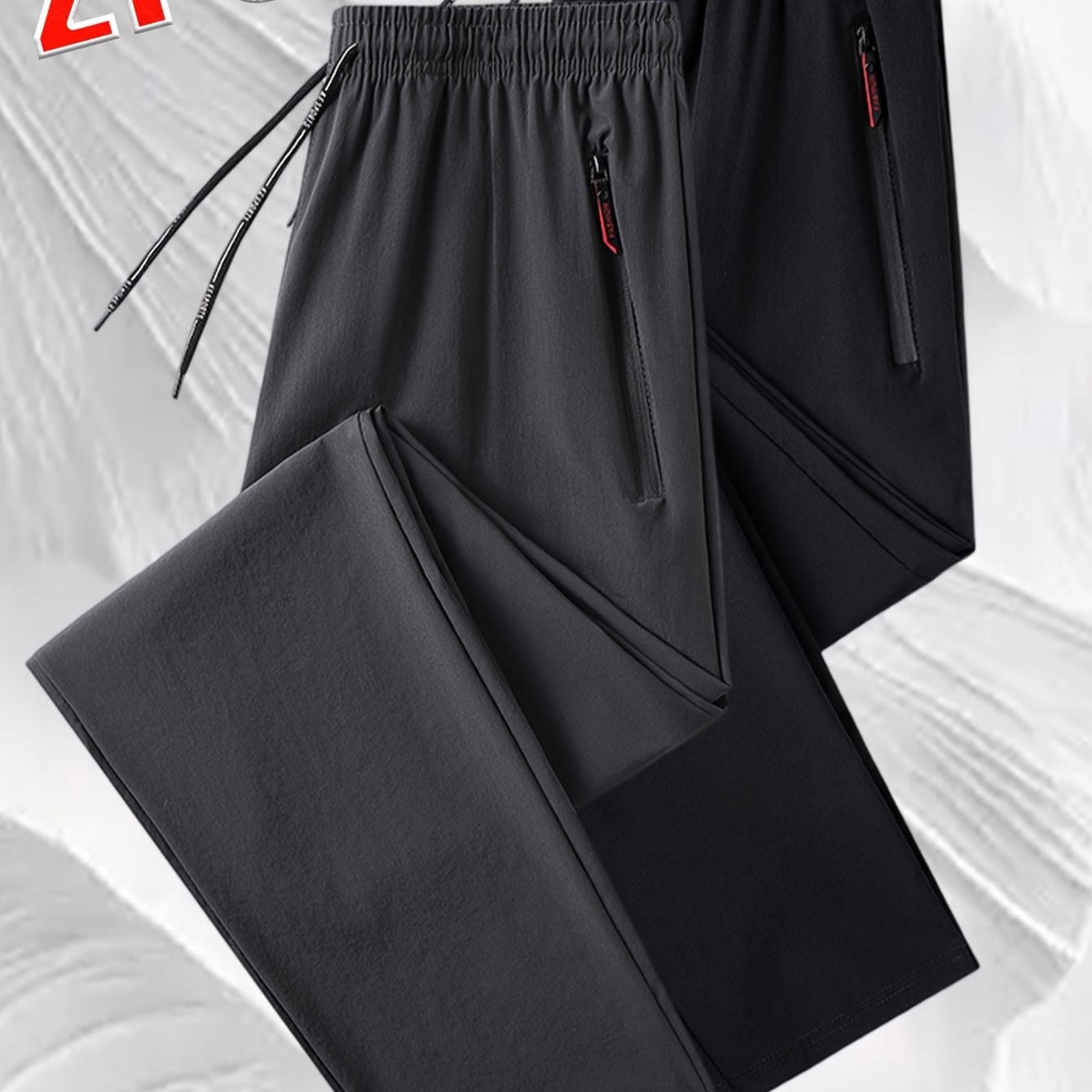 TEMU 2pcs.four-season Trend Men And Women's Fashion Couple , Casual Sporty Long Pants, With Double-sided Zipper Pockets, Comfortable Fabric, Suitable