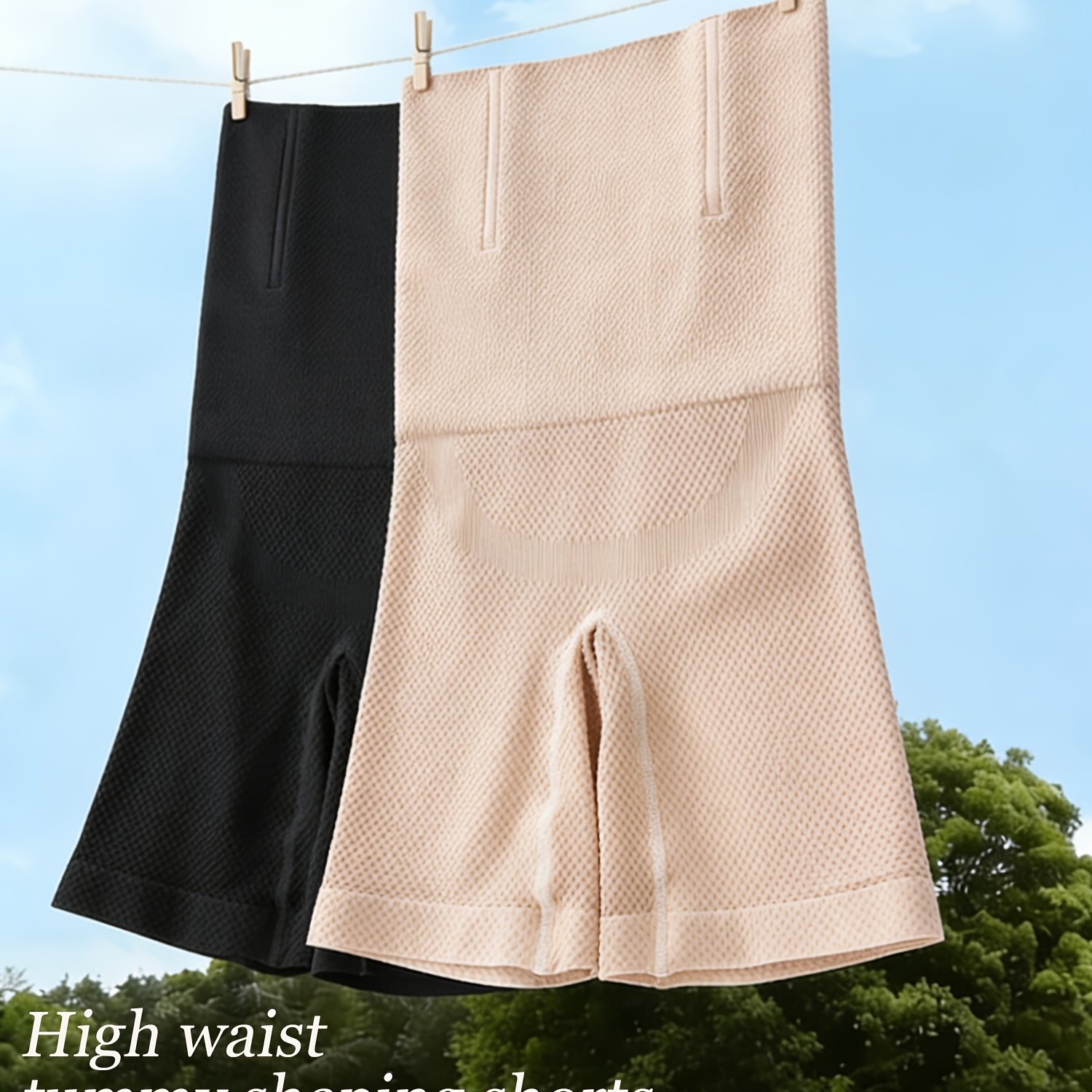 Image of 2pcs Belly-tightening Thin Legs Shaping Bottoms And High Waist Hip Lifting Pants Waist-controlled Breathable Underwear Yoga Pants For Women