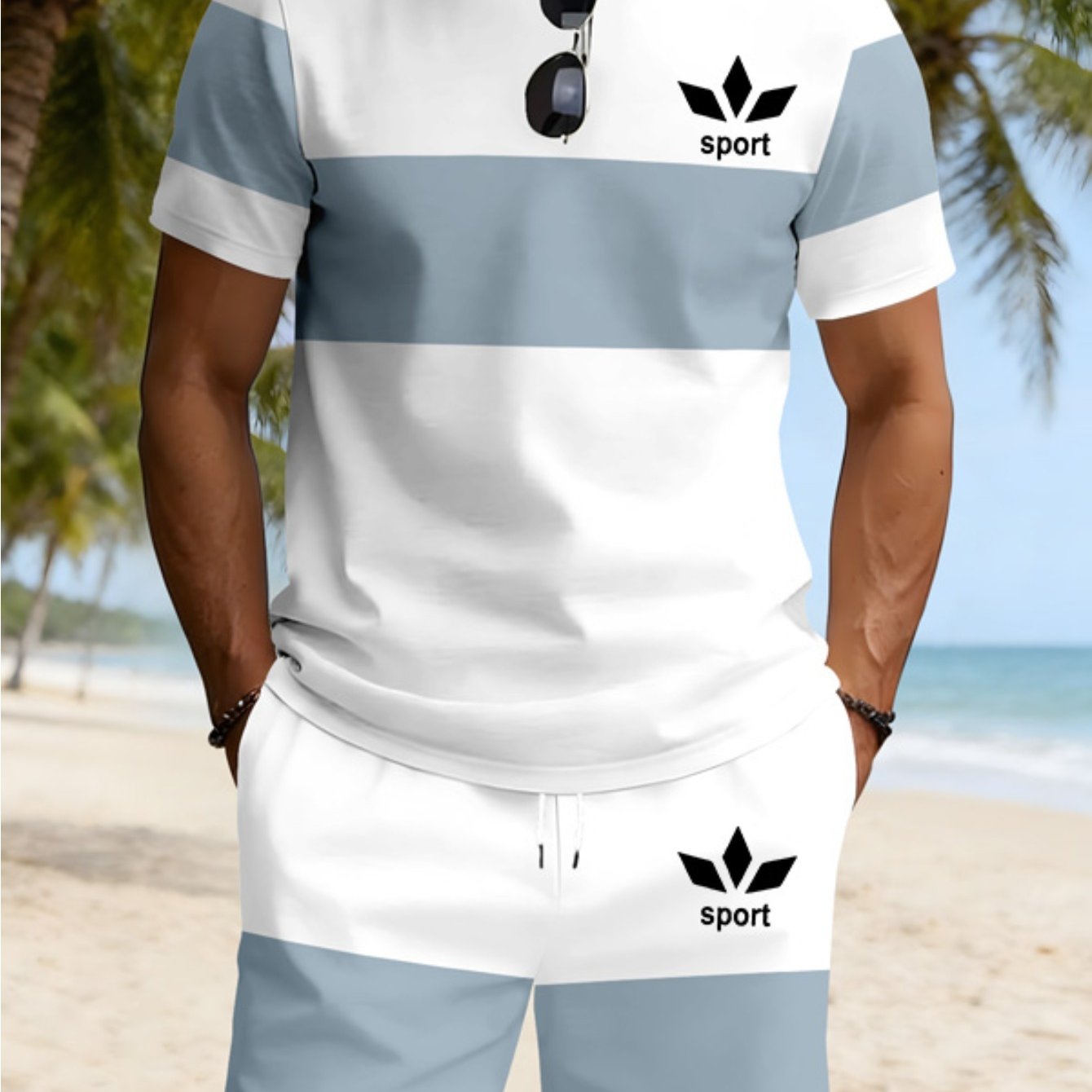 TEMU Conjunto de 2 Piezas para Hombre, Ropa Deportiva Casual, Pijama Transpirable , Conjunto de Manga Corta y Shorts, Ropa Casual para a Día