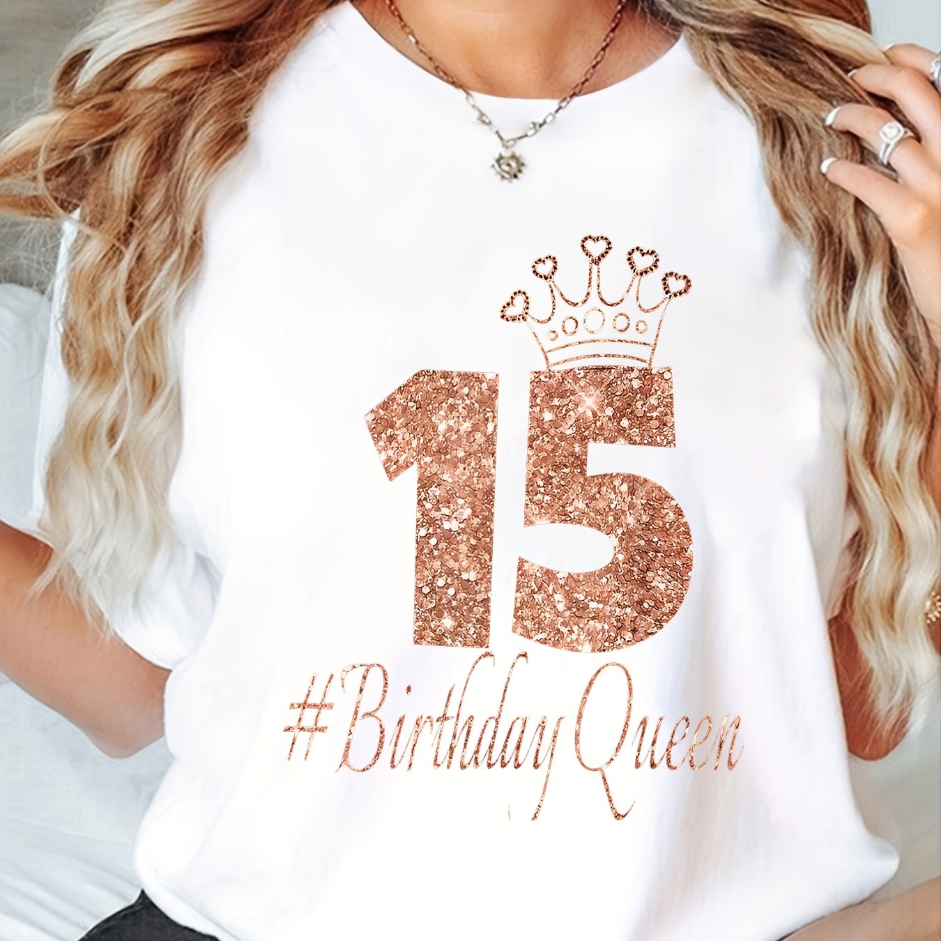TEMU Camiseta de 15.º - #15 y de Número 15 con diseño - Tejido y transpirable de 180 GSM, de - Idea de regalo para los 15 dulces, lavable a máquina