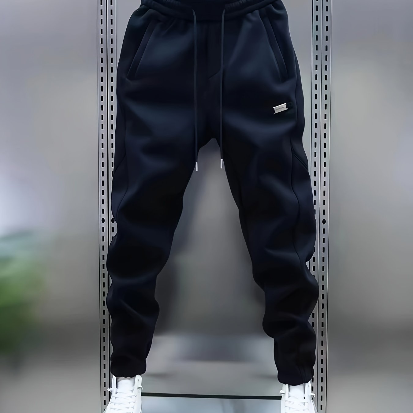 TEMU Trendy Men's New Casual Sports Sweatpants, Metal Decoration, Easy And Versatile Solid Color Joggers