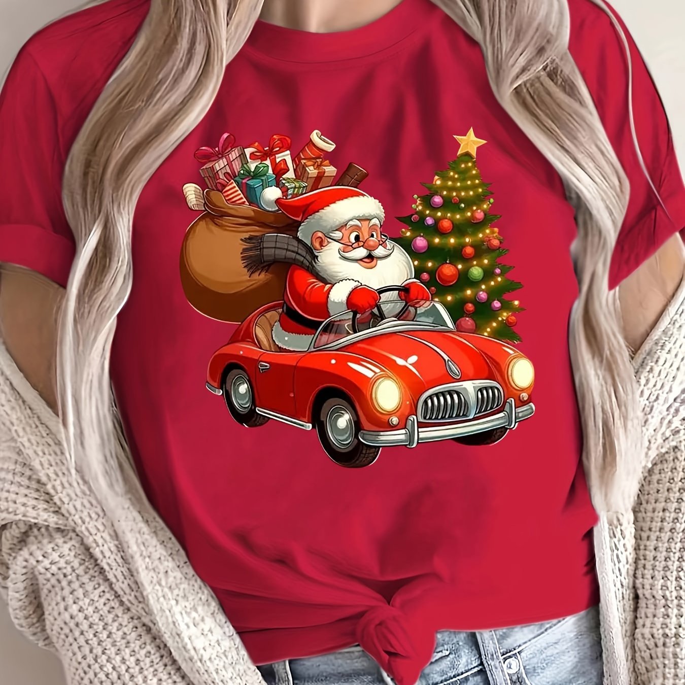 TEMU Graphic Print T-shirt, Short Sleevecrew Neck Casual Top For Summer& Springwomen's Clothing